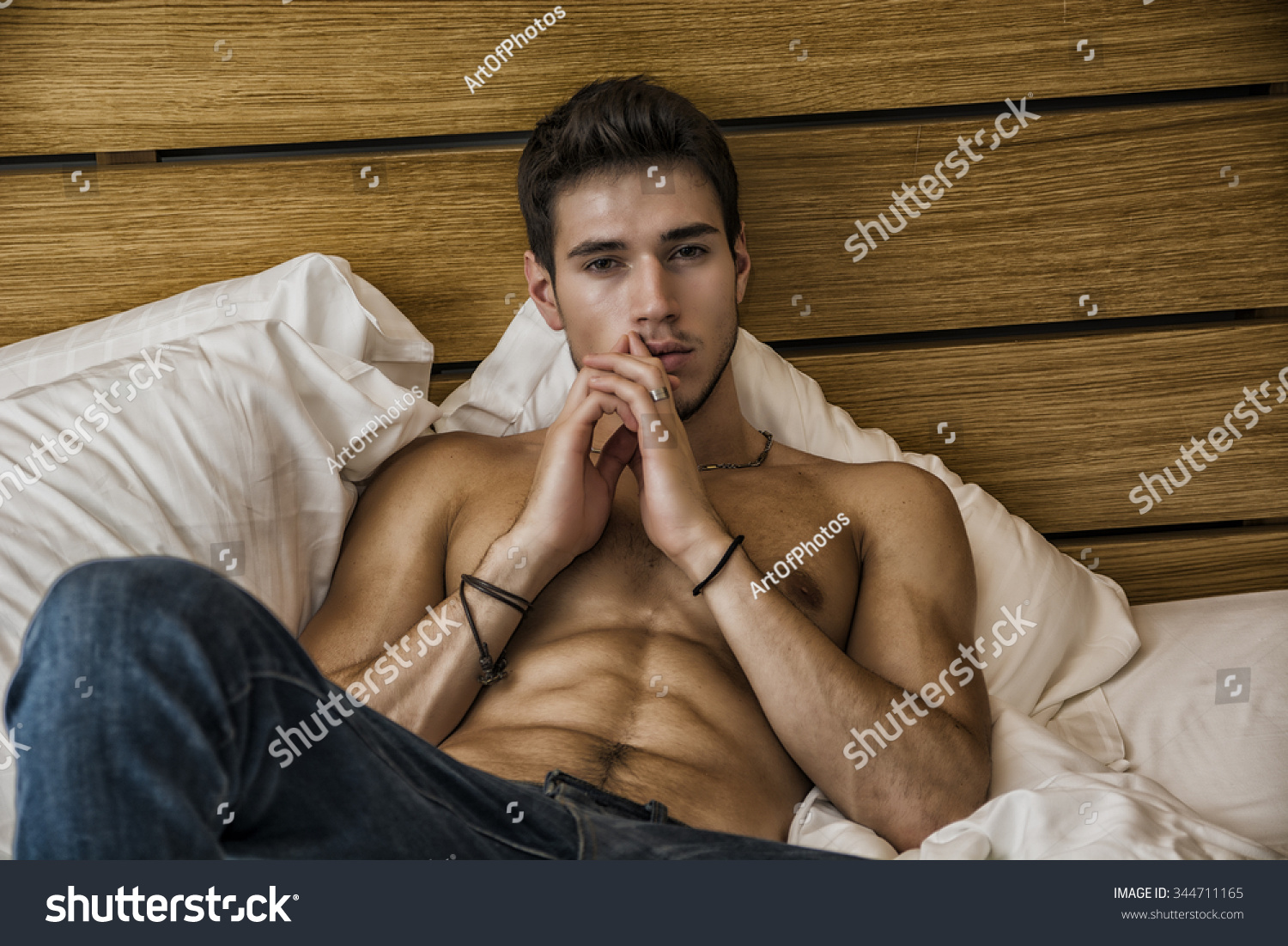 Shirtless Sexy Male Model Lying Alone Stock Photo Shutterstock