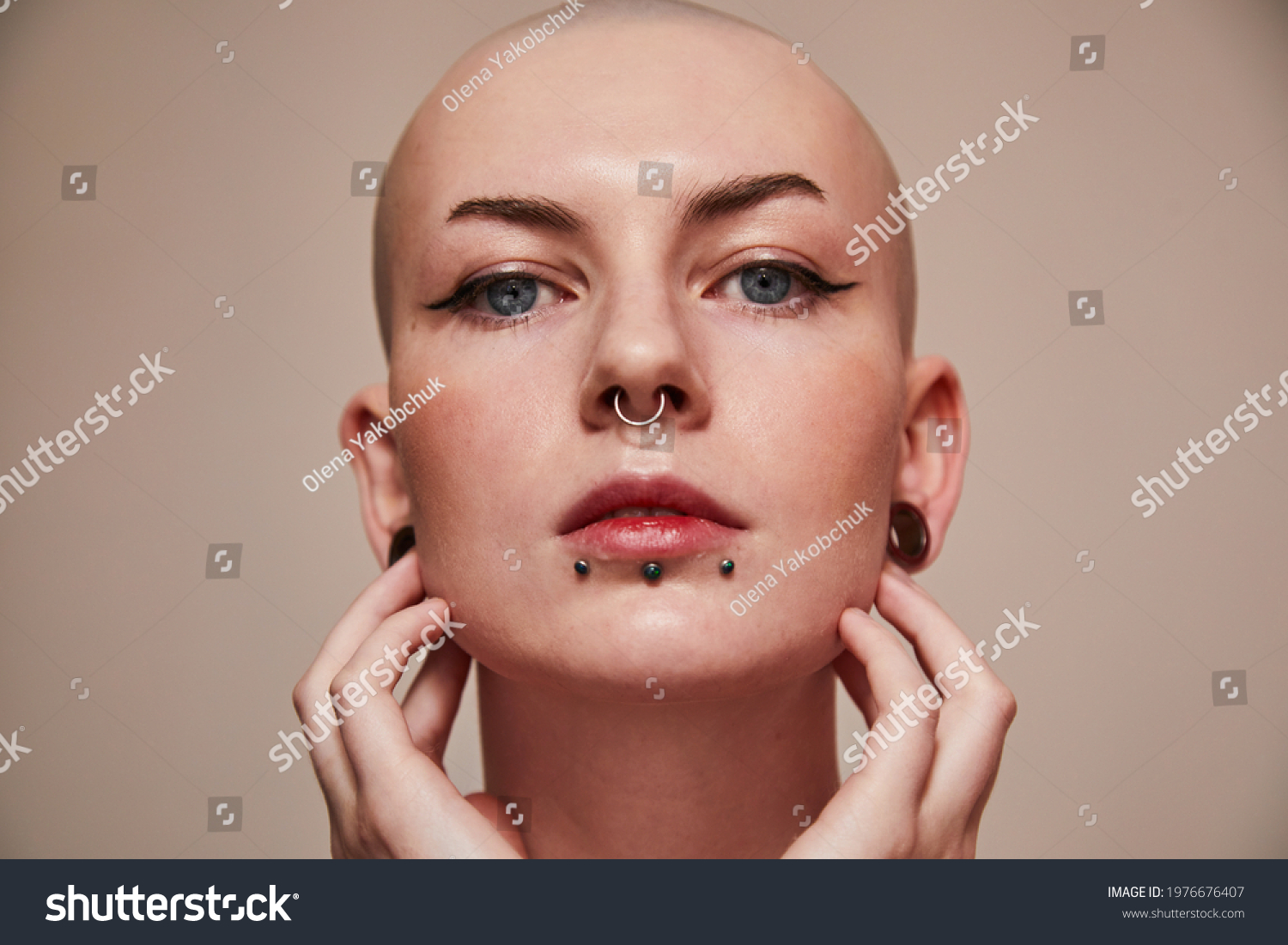 Short Haired Naked Woman Piercing Her Shutterstock