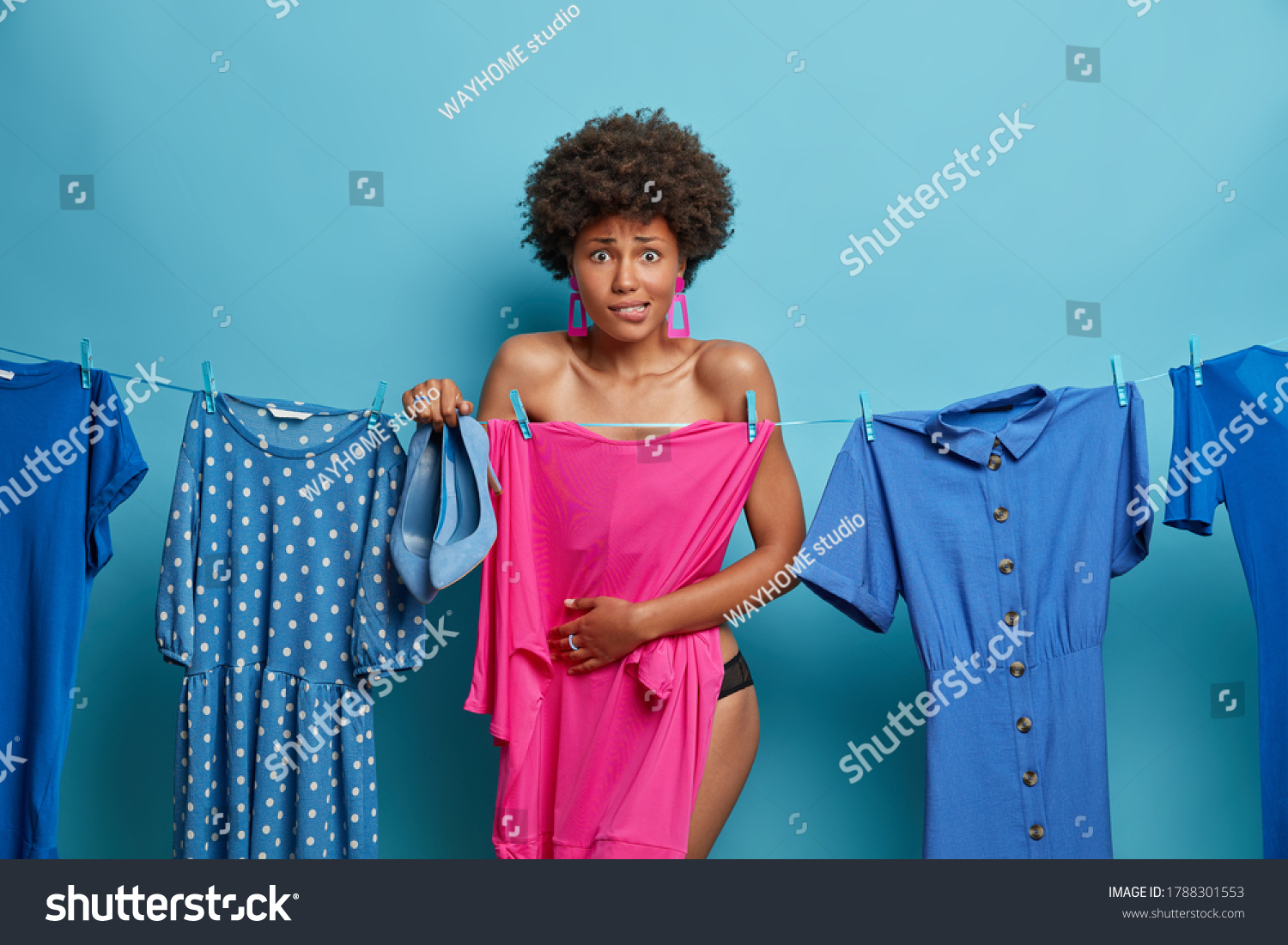 Shy Worried Woman Hides Naked Body Stock Photo Shutterstock