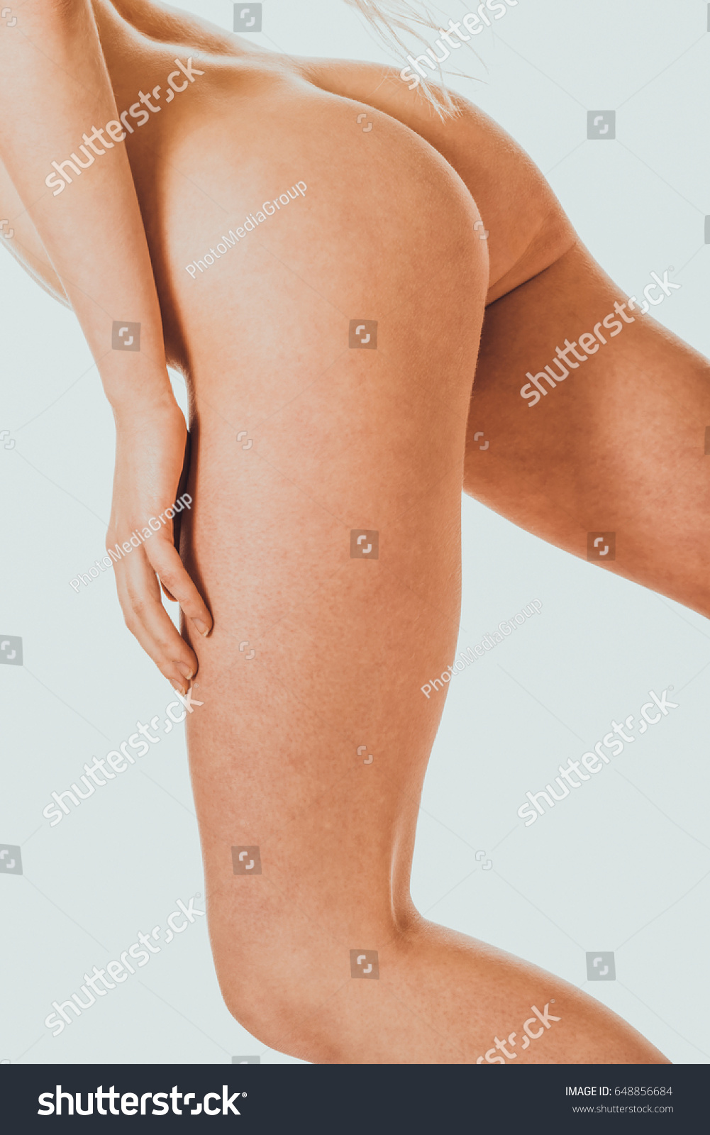 Side View Naked Woman Touching Her Stock Photo Edit Now