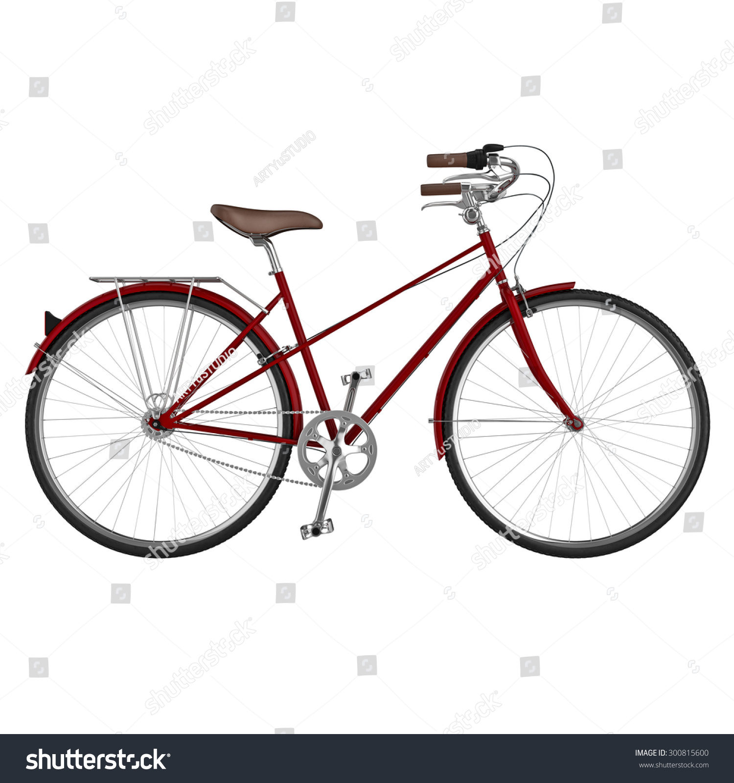 stock photo side view of classic bicycle with chrome detail some of the elements d graphic object on white 300815600