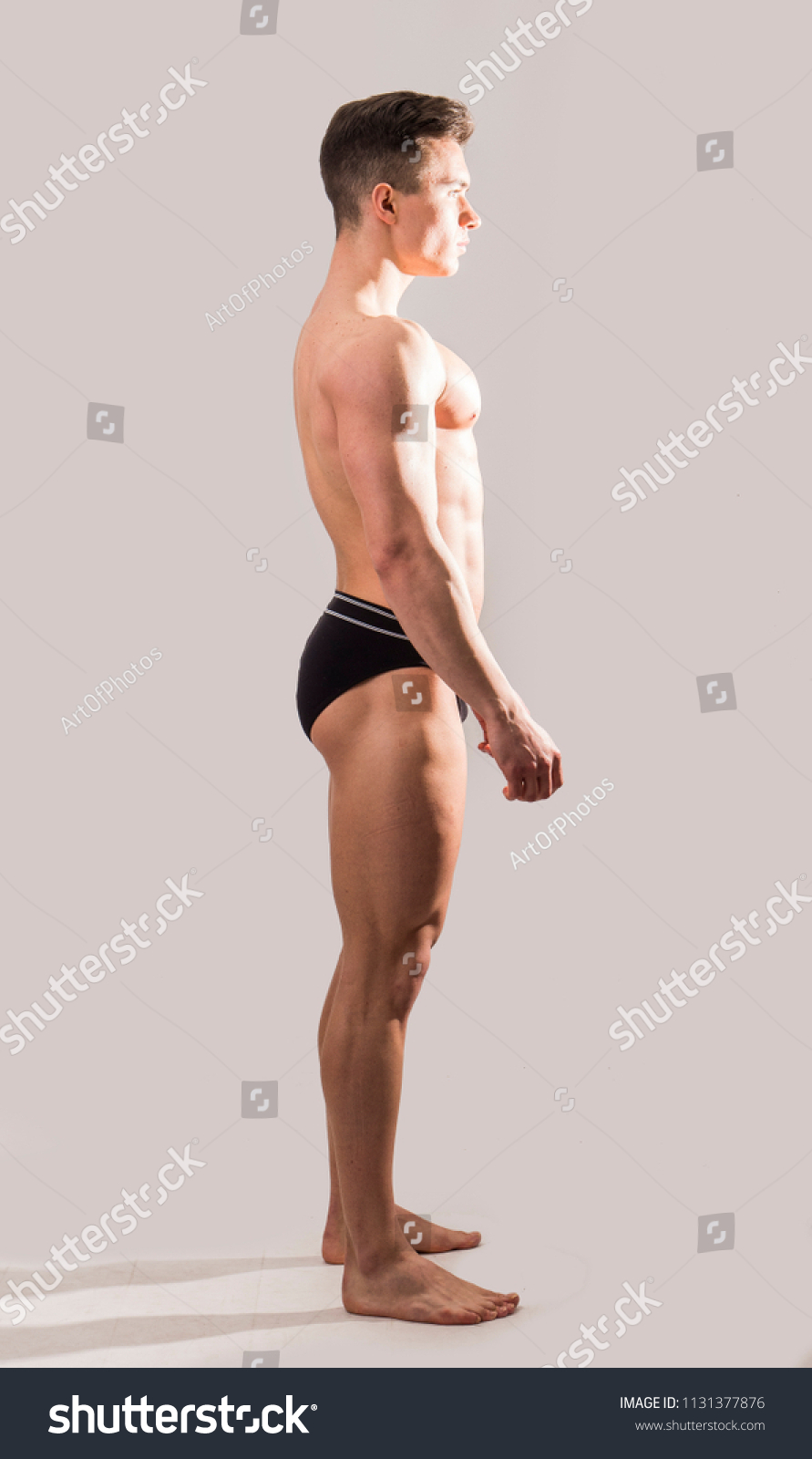 Side View Handsome Shirtless Muscular Man Stockfoto Shutterstock