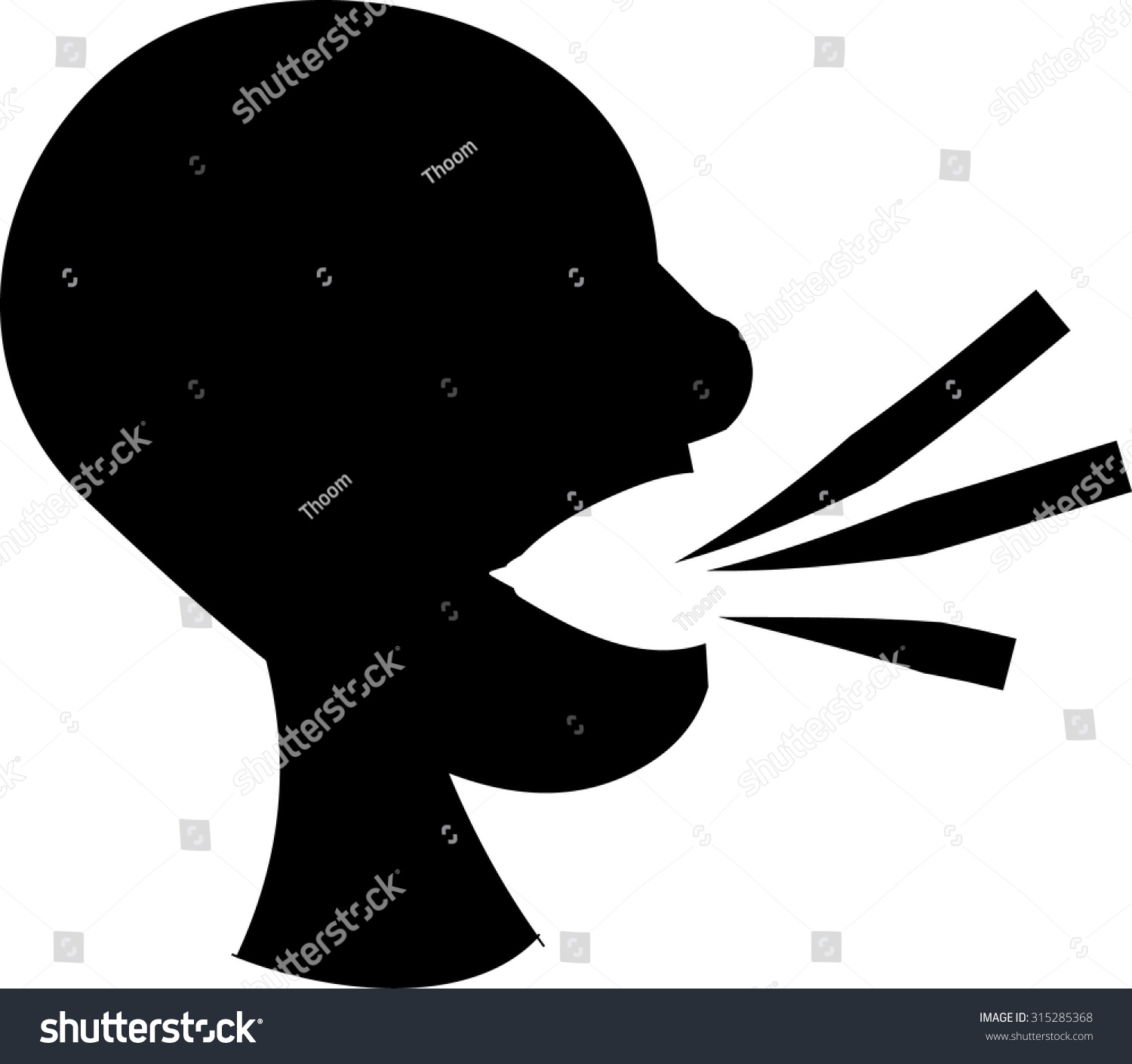 Silhouette Person Shouting Speaking Loud Sign Stock Illustration 