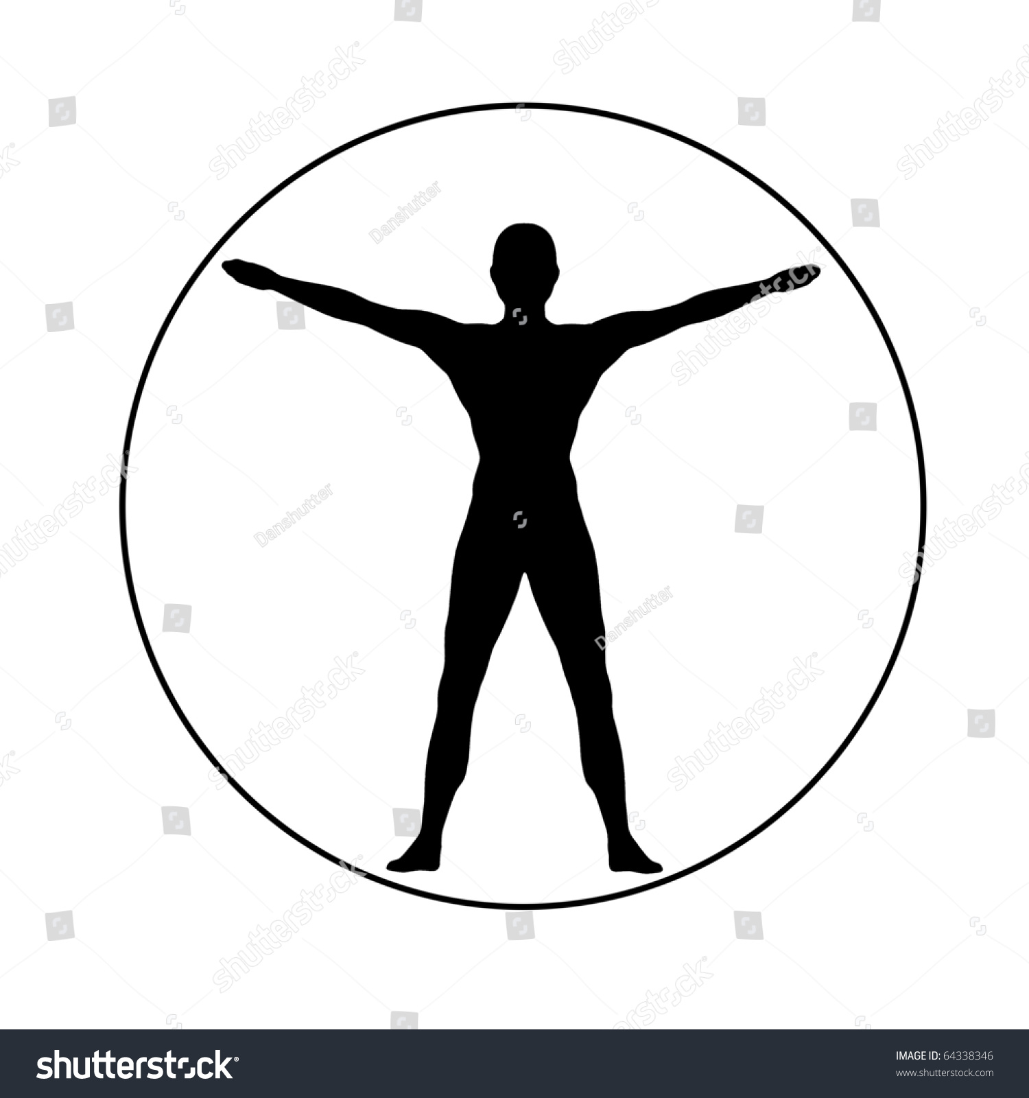 Silhouette Of A Powerful Man Spreading Arms And Legs In A Circle Like