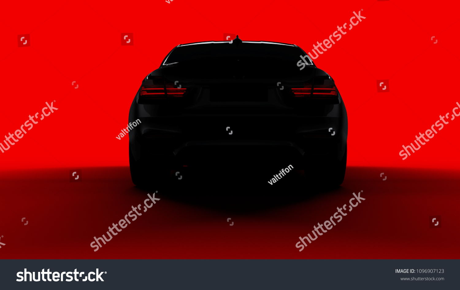 Silhouette Black Sports Car Taillights Rear Stock Illustration