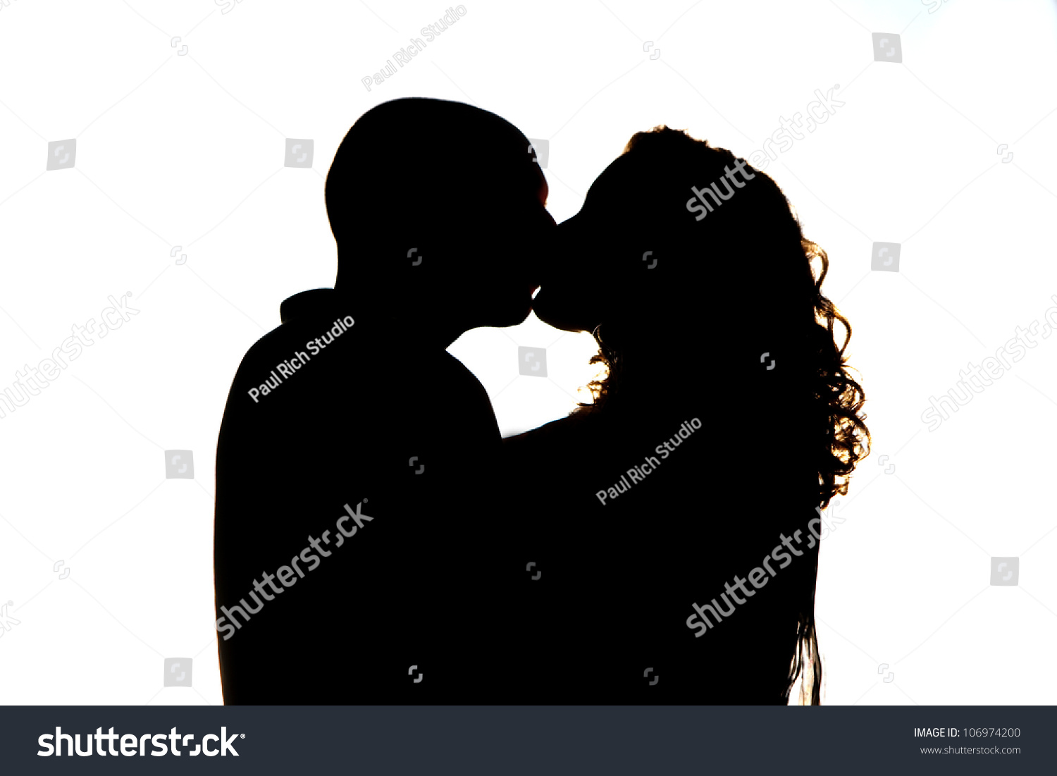 Silhouette Of Engaged Couple Kissing Stock Photo 106974200 Shutterstock