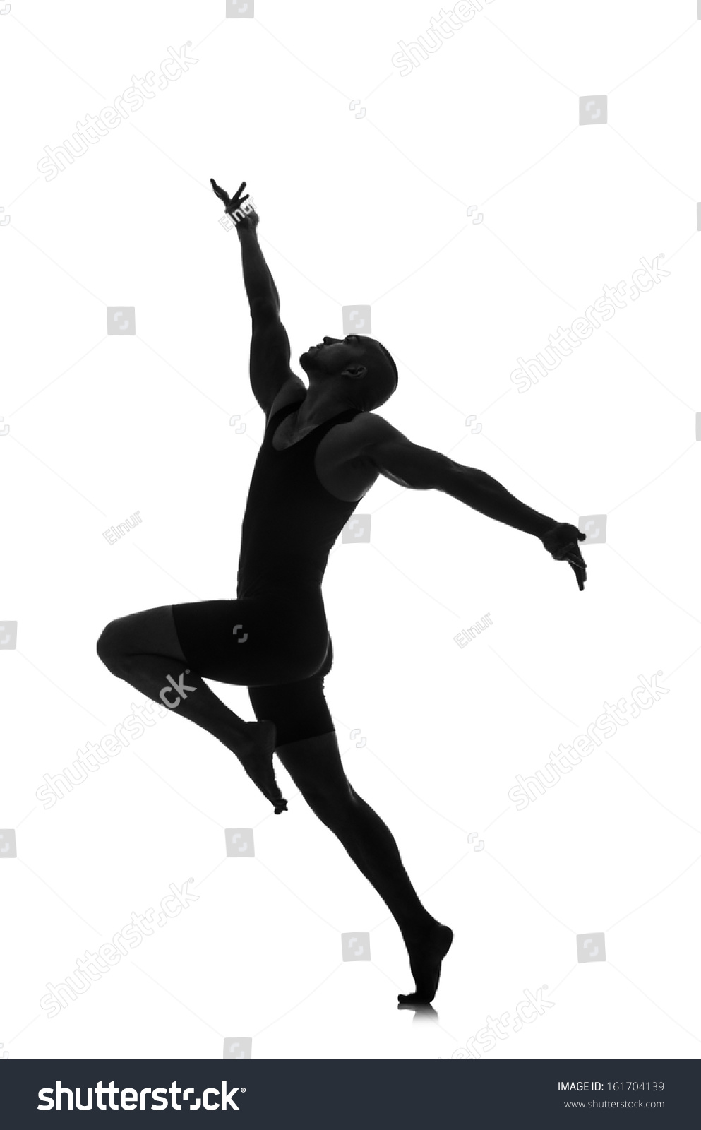 Silhouette Of Male Dancer Isolated On White Stock Photo 161704139