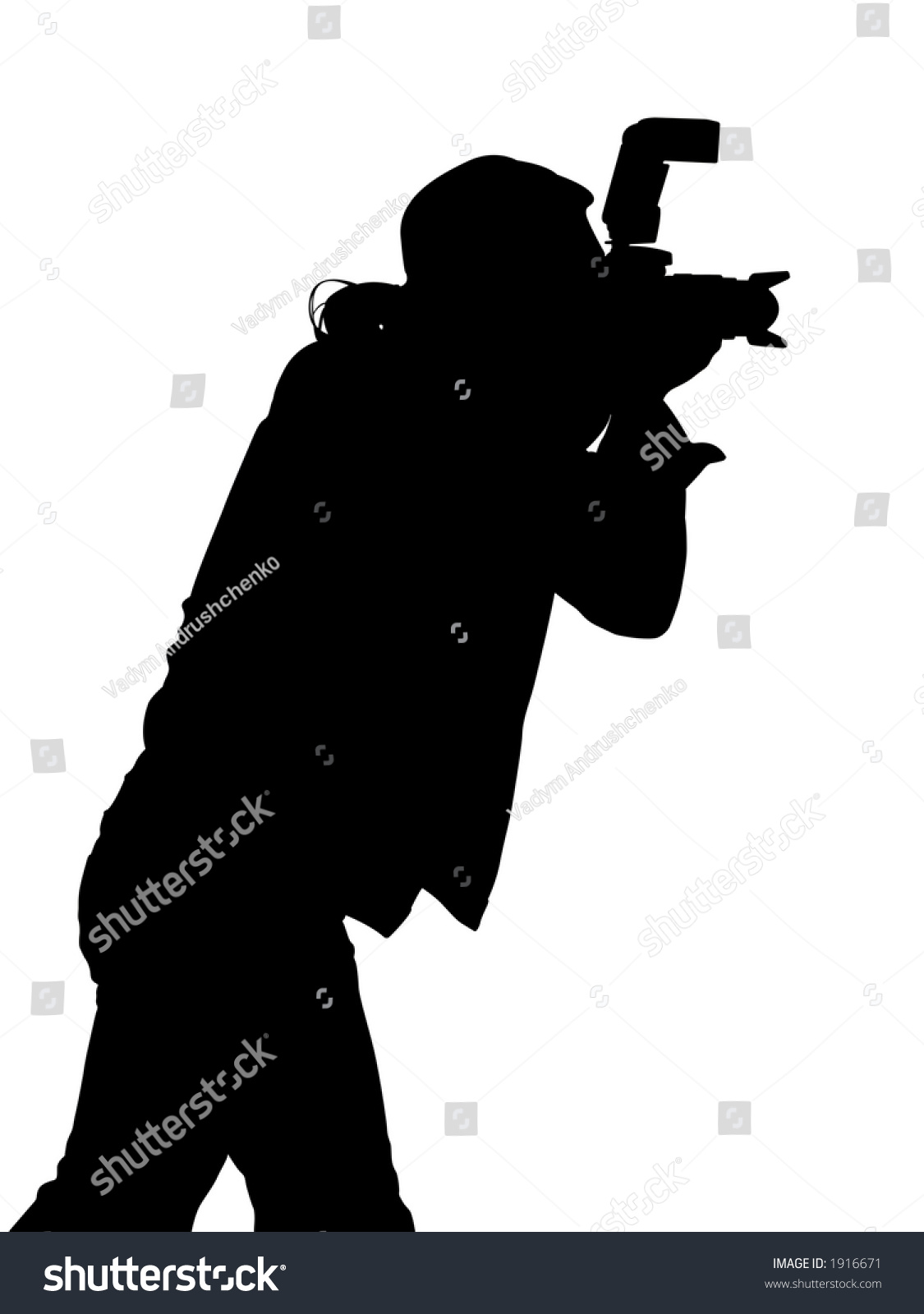 Silhouette Photographer Over White Clipping Path Stock Photo 1916671 