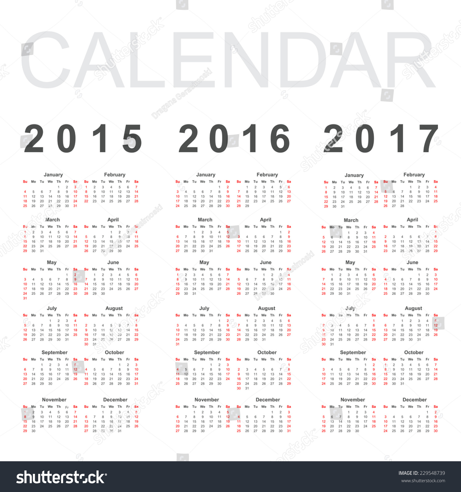 simple calendar 2015