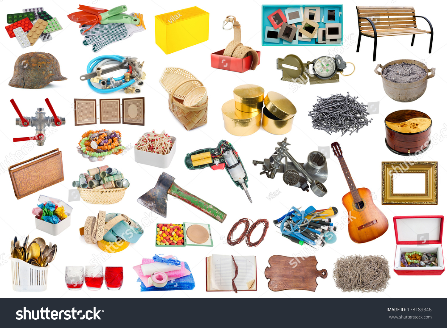 Simple Common Household Objects Tools Isolated Stock Photo 178189346 