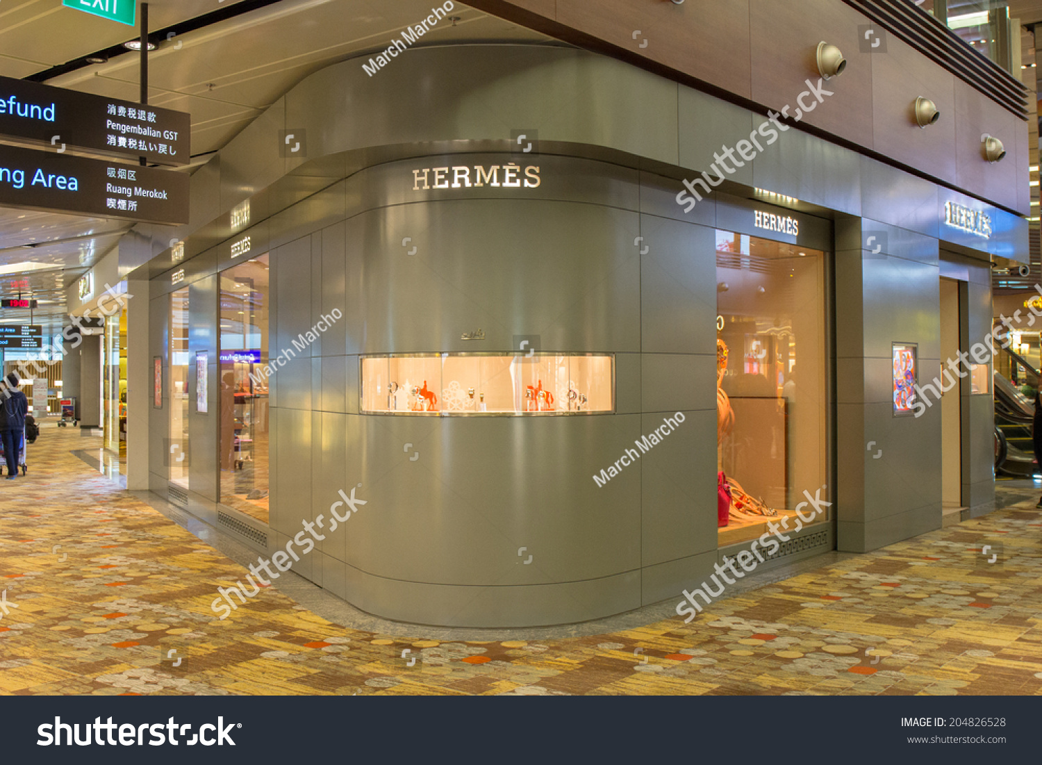 Singapore - June 20: Hermes Store In Changi Airport, Singapore On ...