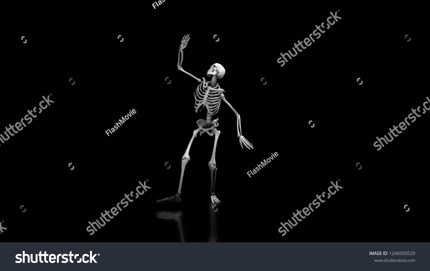 Skeleton Dancing On Isolated Black Background Stock Illustration