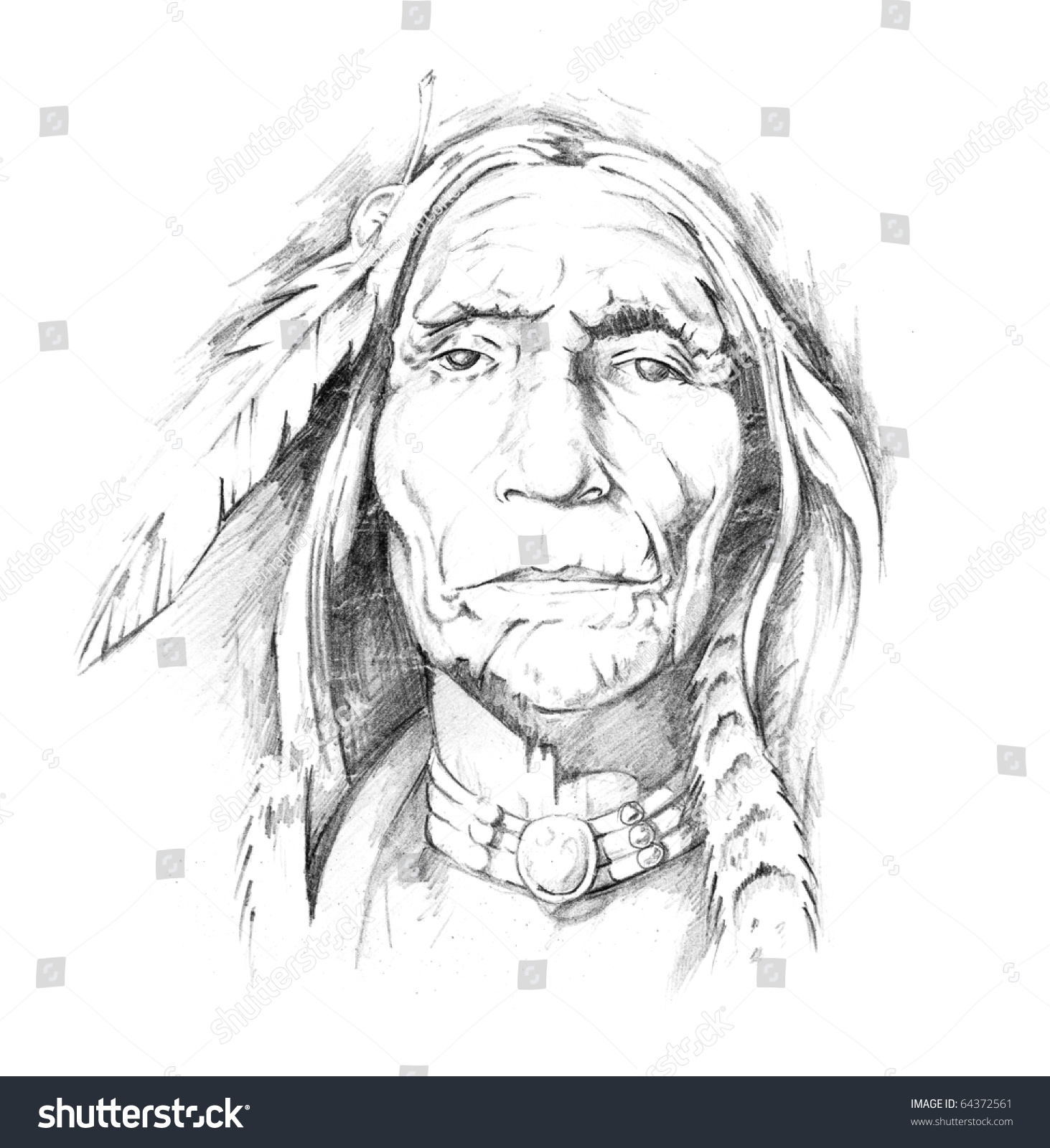 Sketch Of A Tattoo, Indian Head Stock Photo 64372561 : Shutterstock