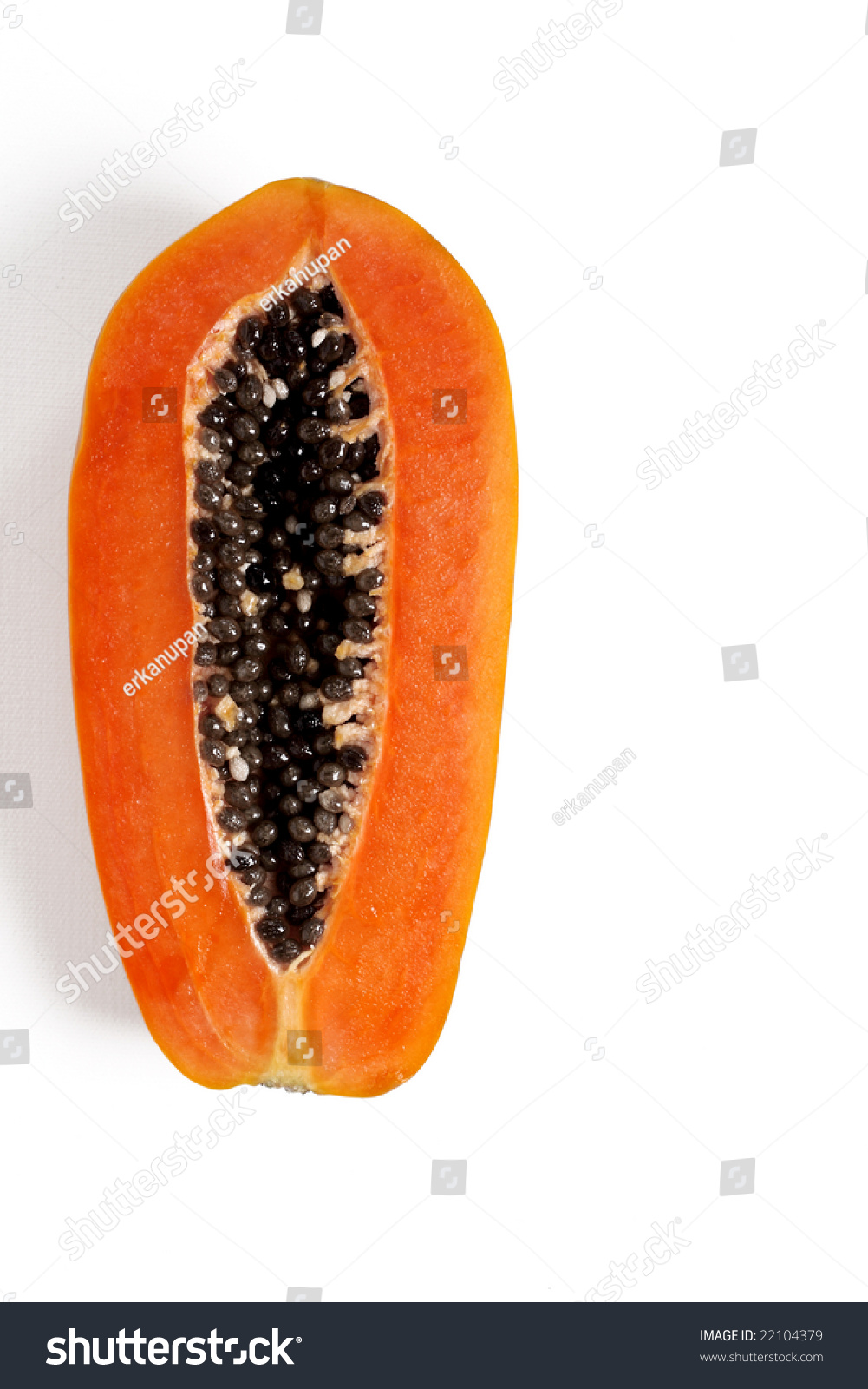 Flesh Is Shiny Orange Color Looks Slice Papaya See Black Seed Inside Stock Photo 22104379