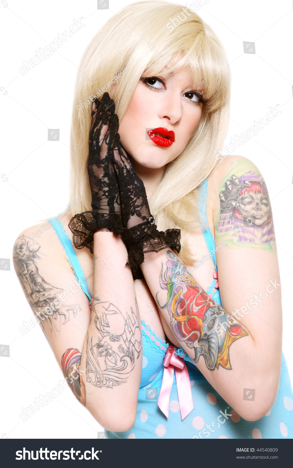 Blonde girl with tattoos Blonde girl with tattoos