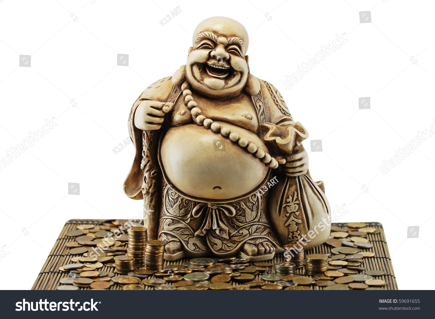 Smiling Buddha Chinese God Happiness Wealth Stock Photo 59691655 Shutterstock