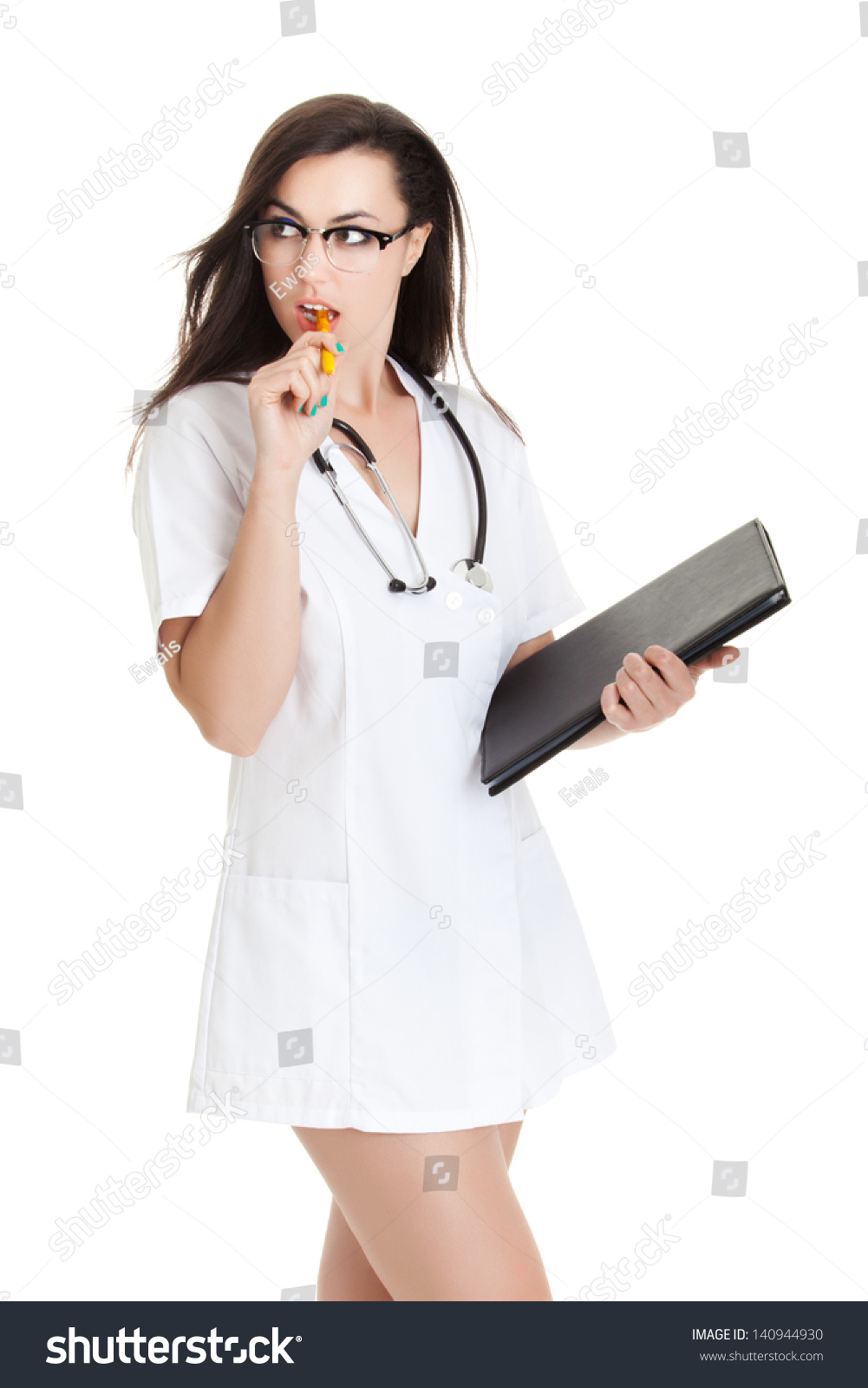 Smiling Medical Doctor Woman Isolated Over White Background Sexy Beautiful Smiling Female