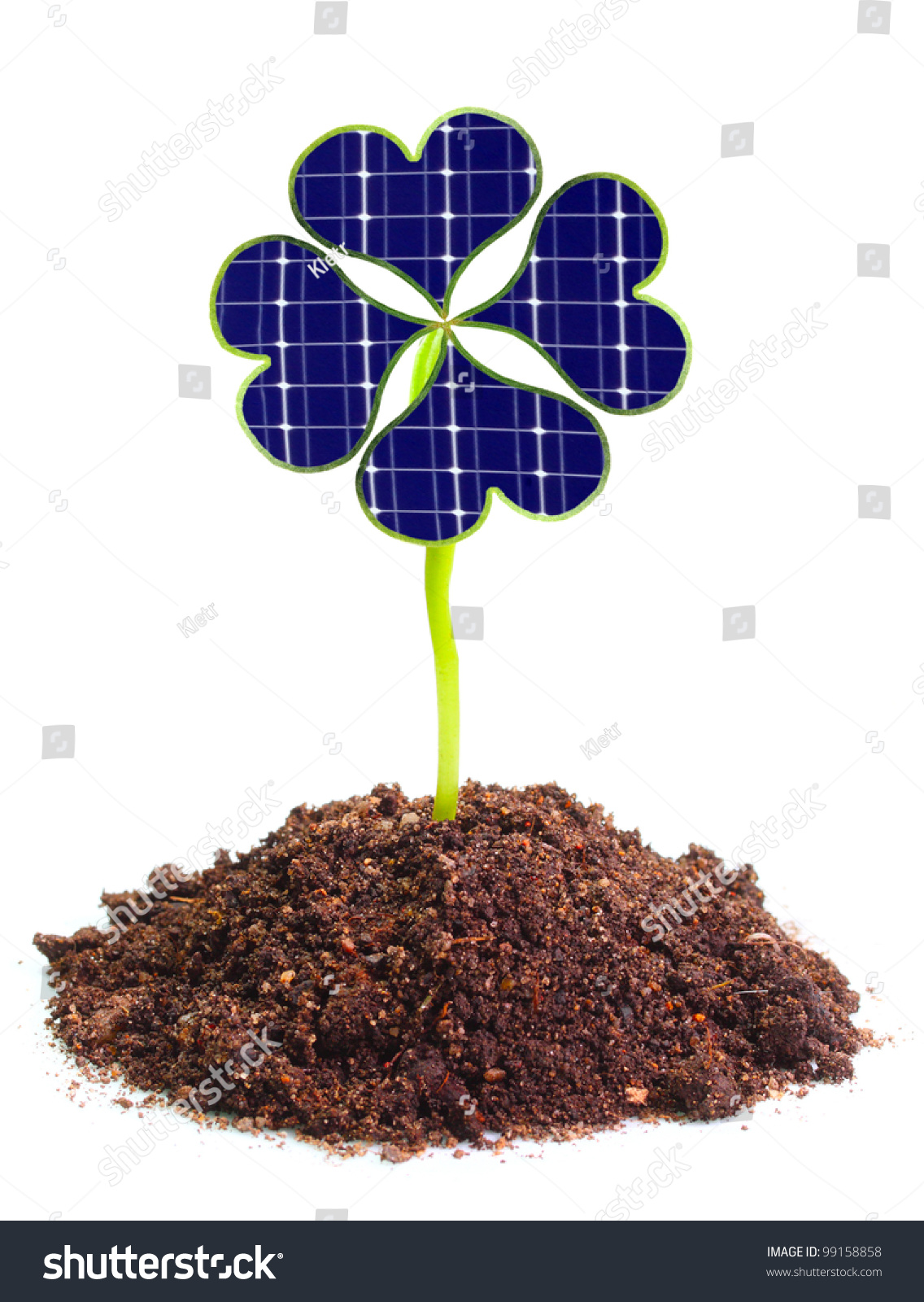 Solar energy panels from clover leaves Environmental protection concept Solar energy panels from clover leaves Environmental protection concept