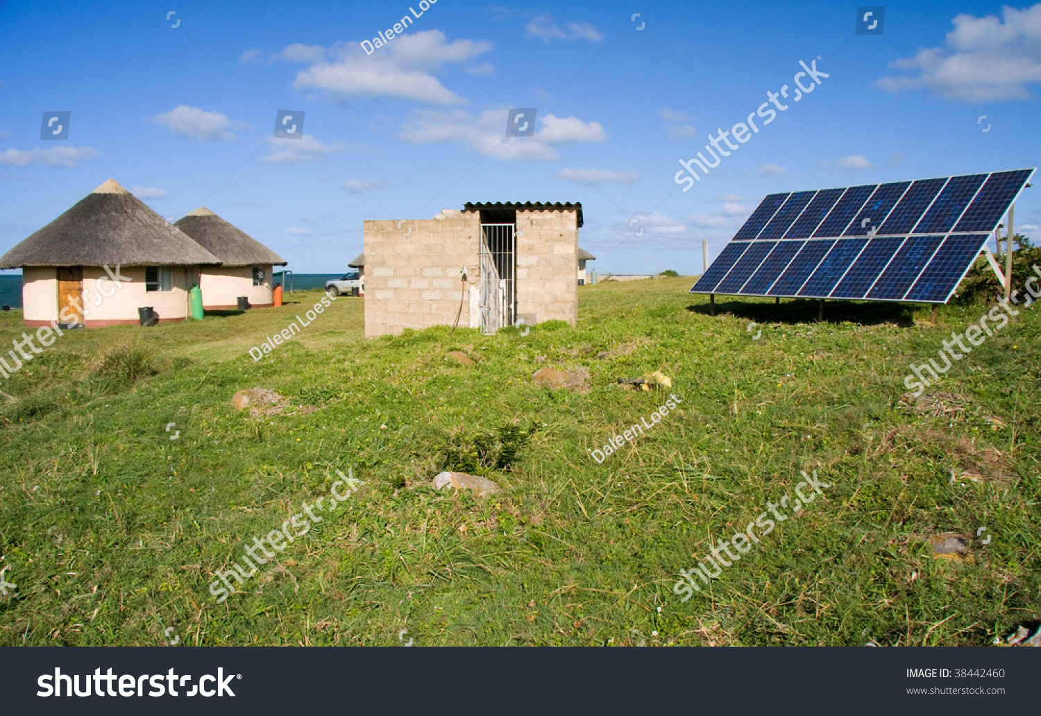 Solar Panel Providing Power To A Rural Area In Africa Stock Photo