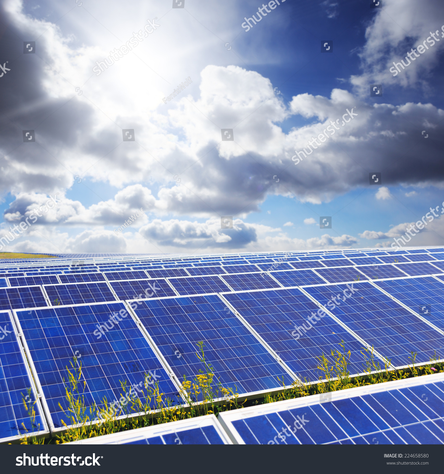 Solar Panels With Blue Sky Stock Photo 224658580 Shutterstock