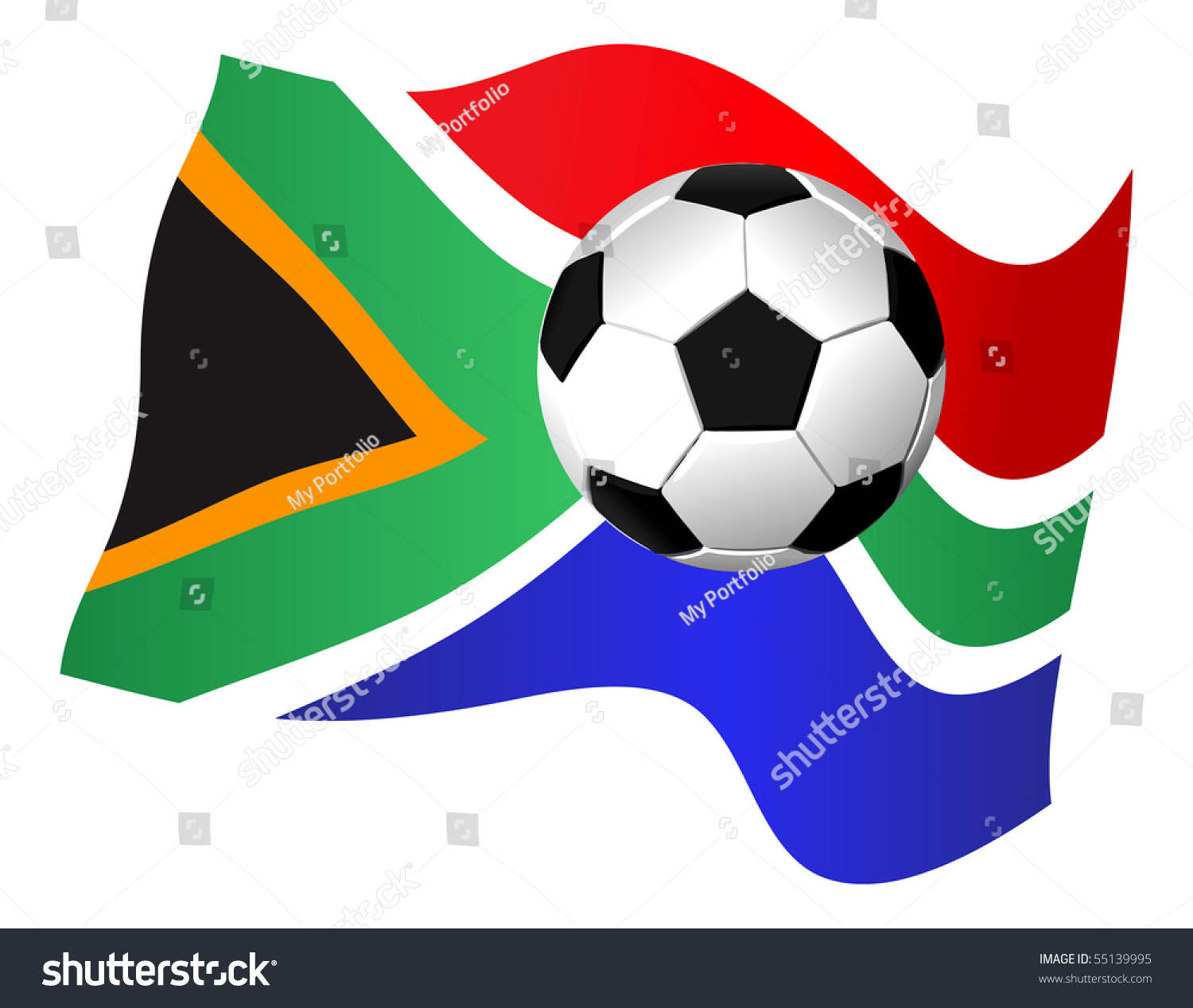 South Africa Flag & Soccer Ball Stock Photo 55139995 Shutterstock