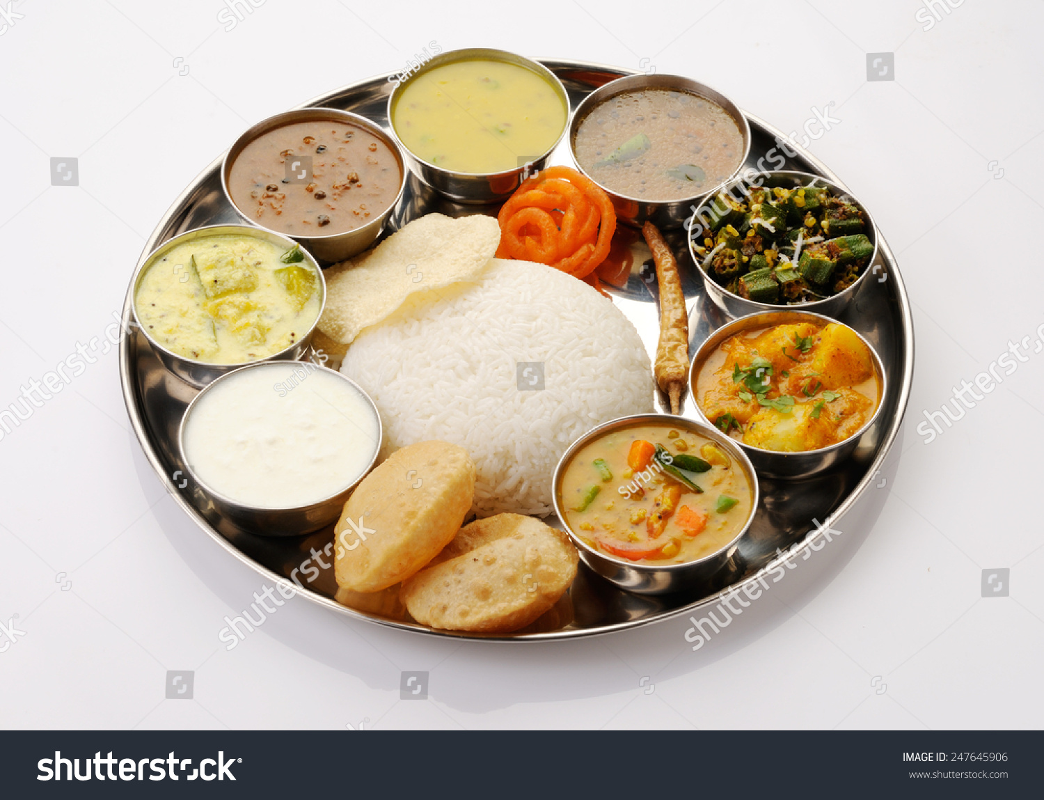 South Indian Thali Served Marriagesvegetarian Indian Stock Photo