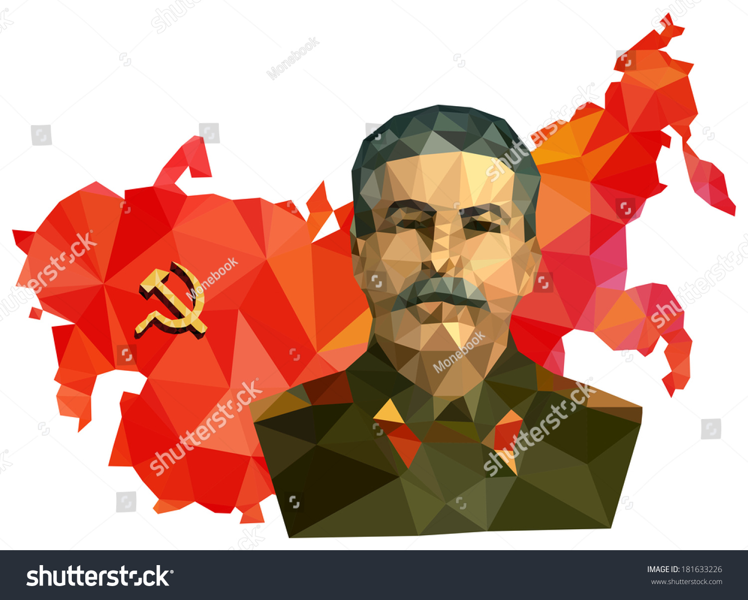 Soviet Union, Ussr, Map With Flag, Portrait Of Stalin ...