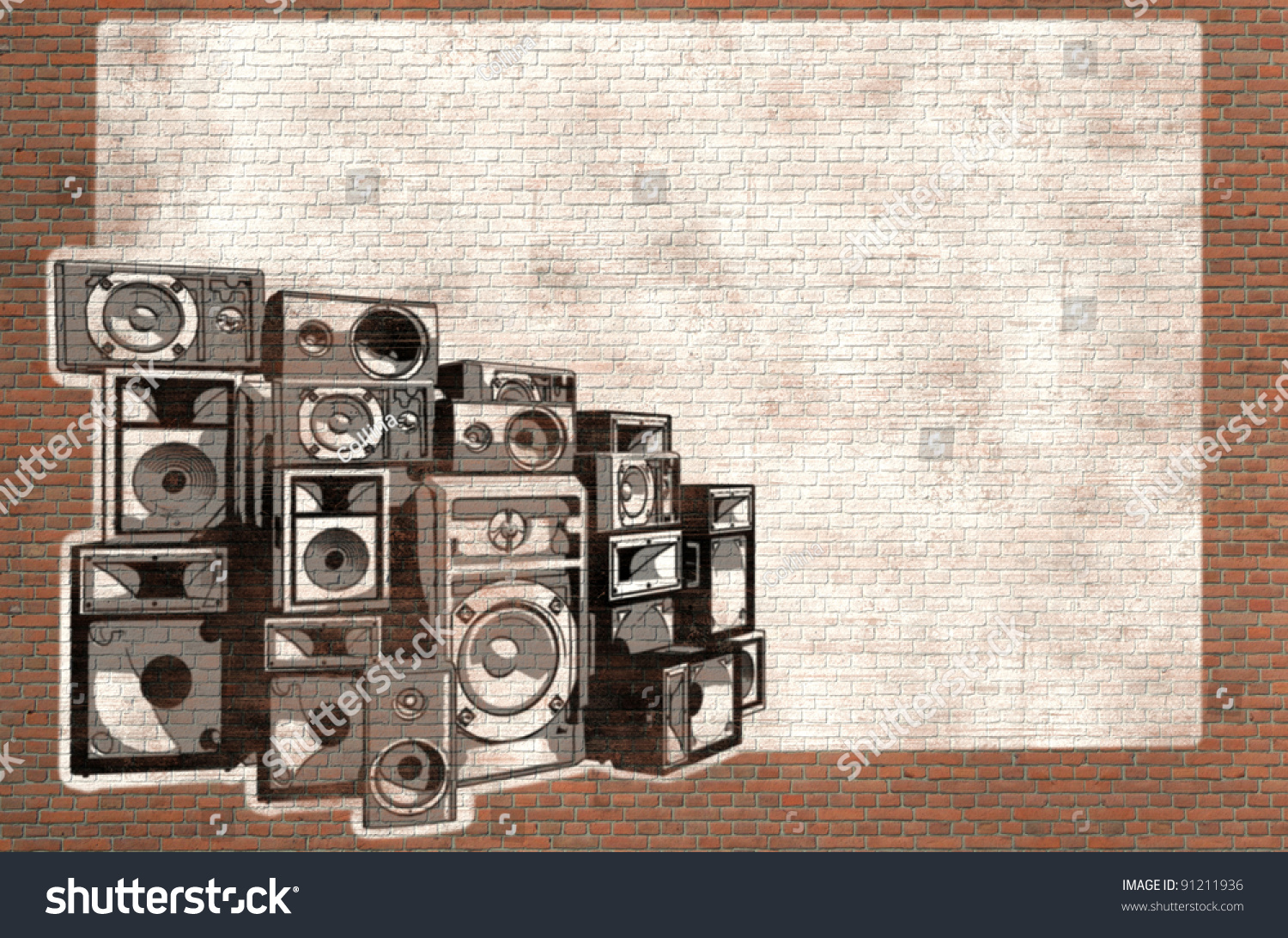 Speaker Graffiti On Brick Wall Stock Photo 91211936 Shutterstock