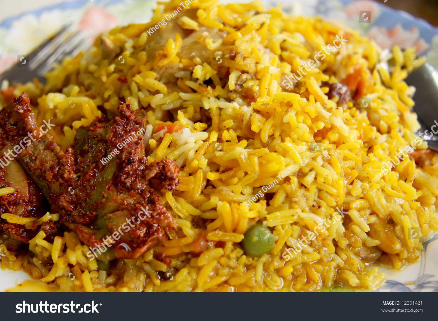 Spicy Indian Rice With Pickles Stock Photo 12351421 : Shutterstock