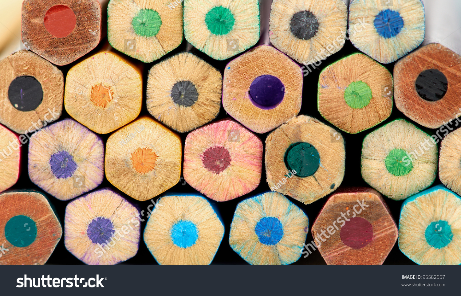 Stack Hexagon Shaped Pencils Macro Stock Photo 95582557 Shutterstock