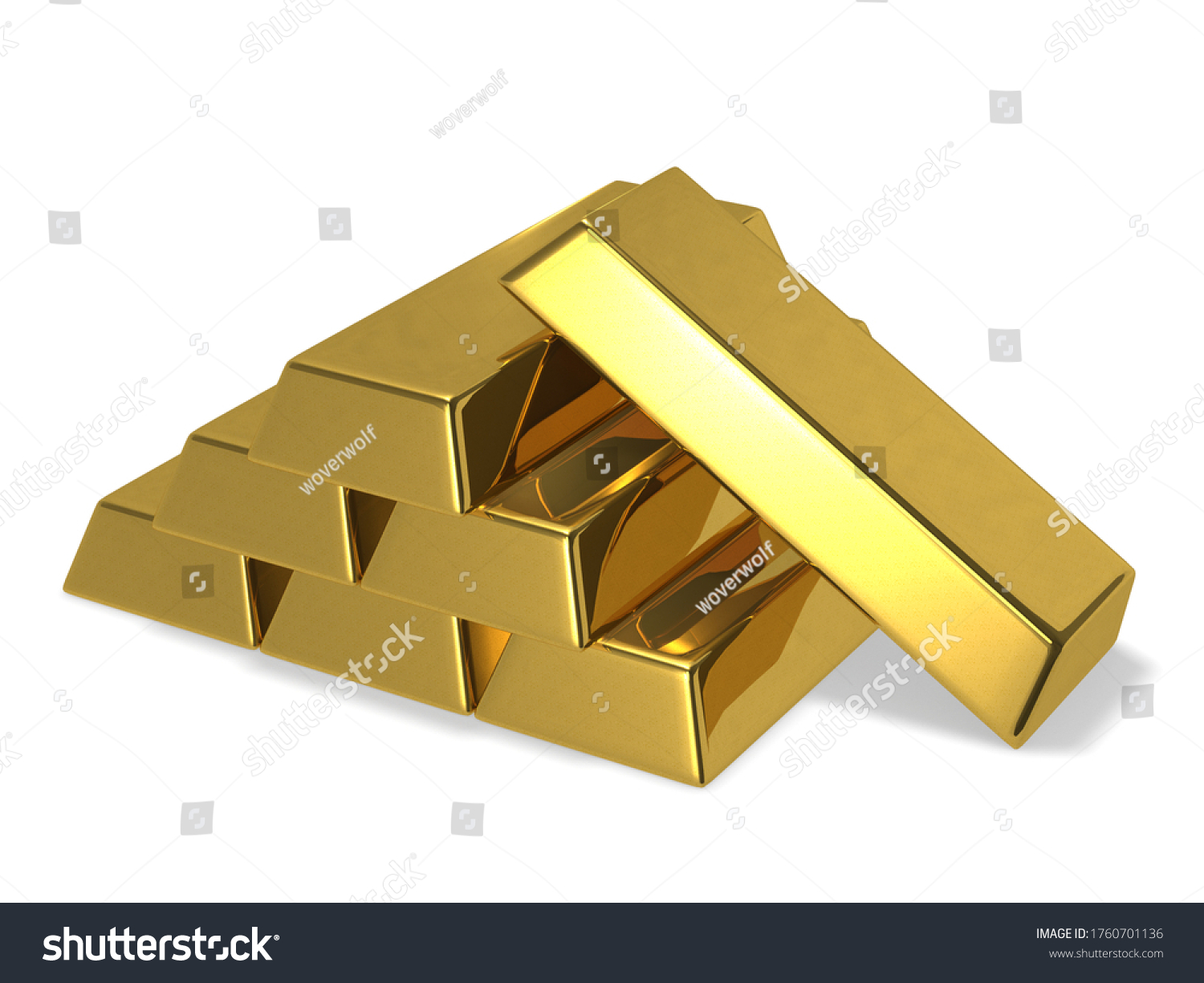 Stack Gold Bars 3d Rendering Stock Illustration 1760701136 Shutterstock