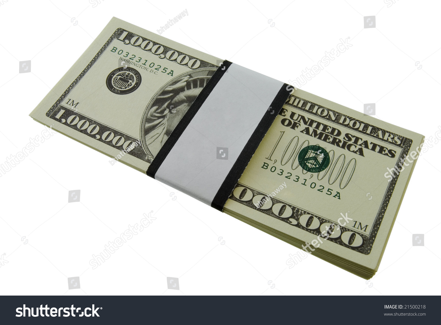 Stack Of Million Dollar Bills Isolated On White Stock Stack Of Million Dollar Bills Isolated On White Stock