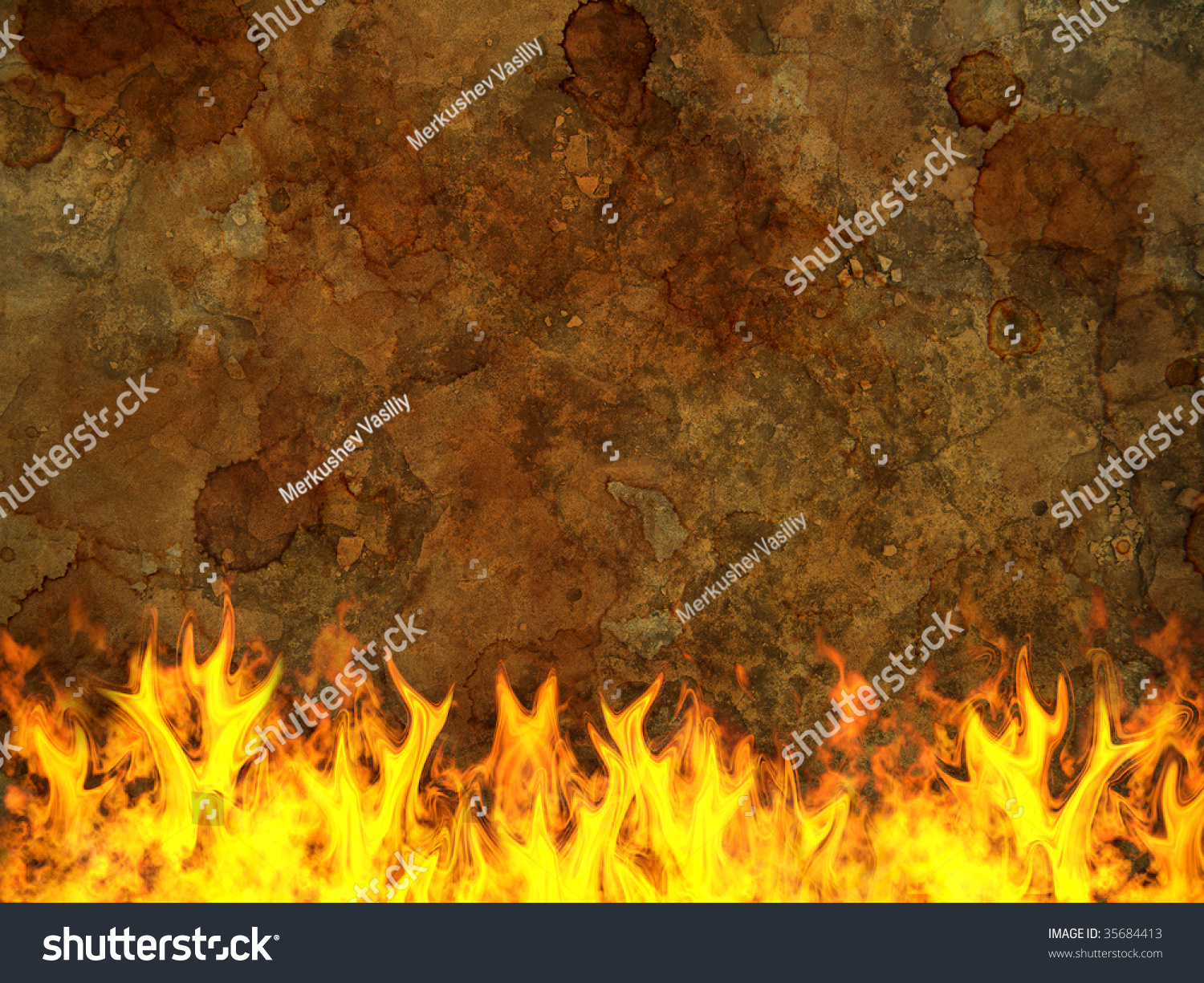 Stained Stone Wall On Fire Stock Photo 35684413 Shutterstock