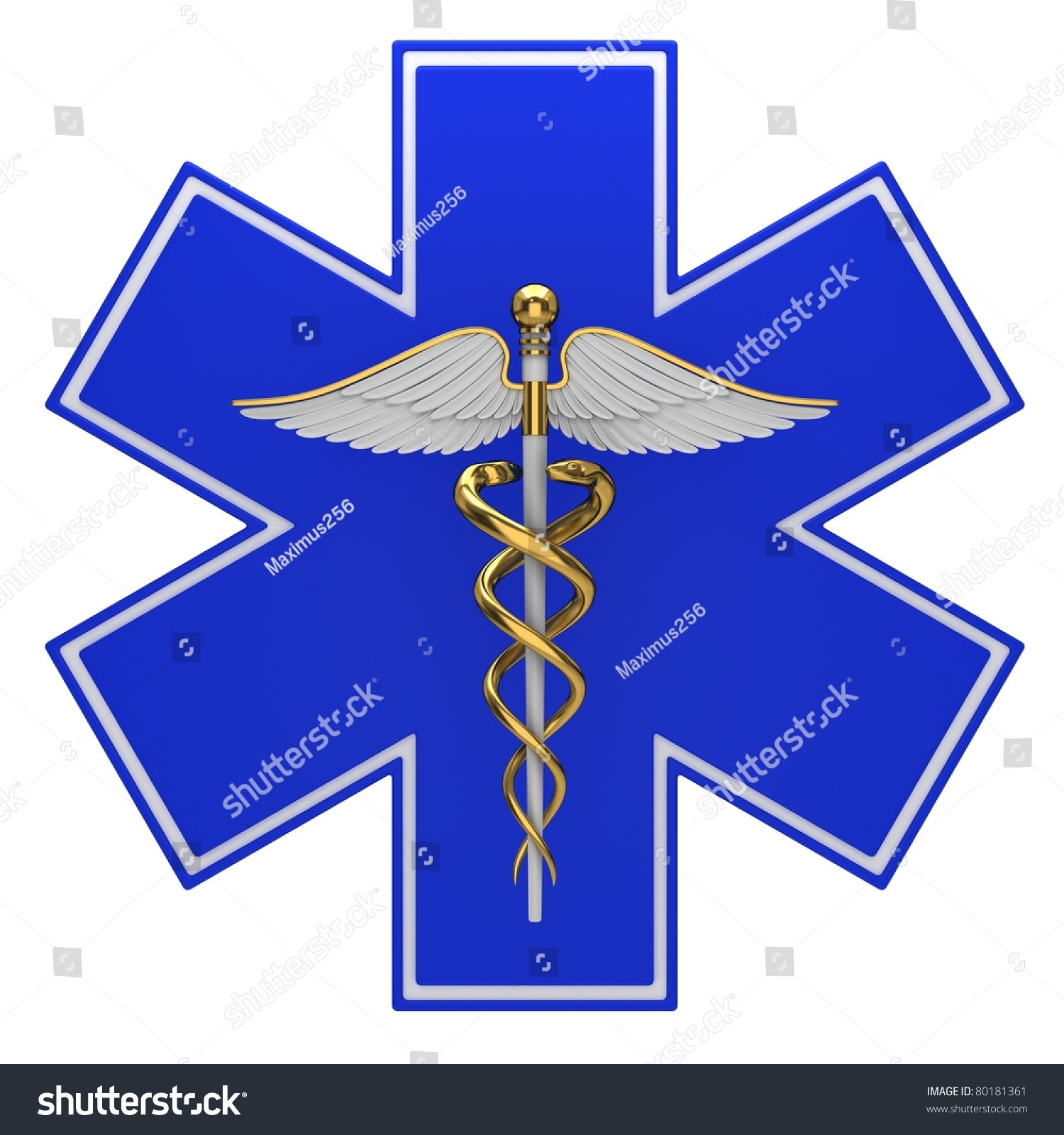 Star Of Life Medical Symbol Isolated On A White Background Stock Photo