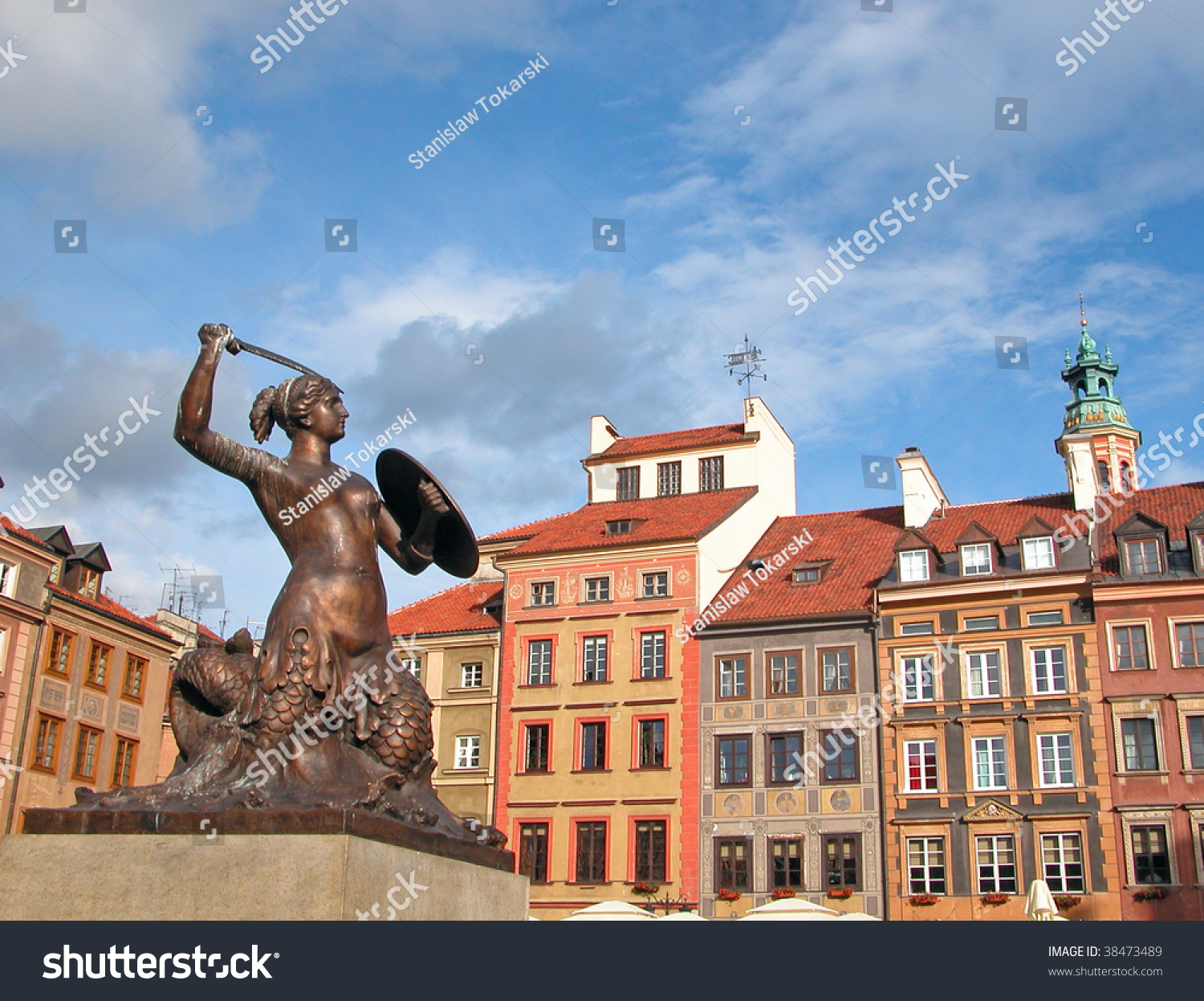 Statue Of A Mermaid The Symbol Of Warsaw Old Town Square Warsaw