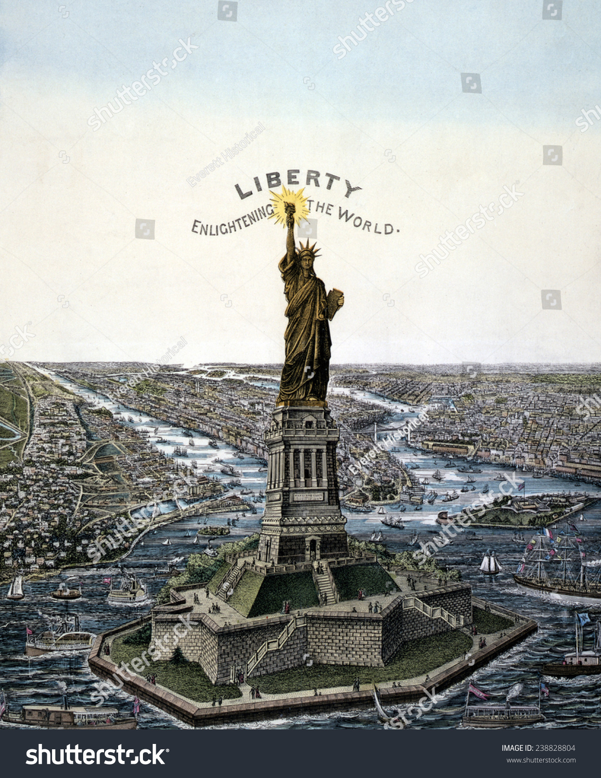 Statue Liberty Bartholdi Statue Liberty Erected Stock Illustration