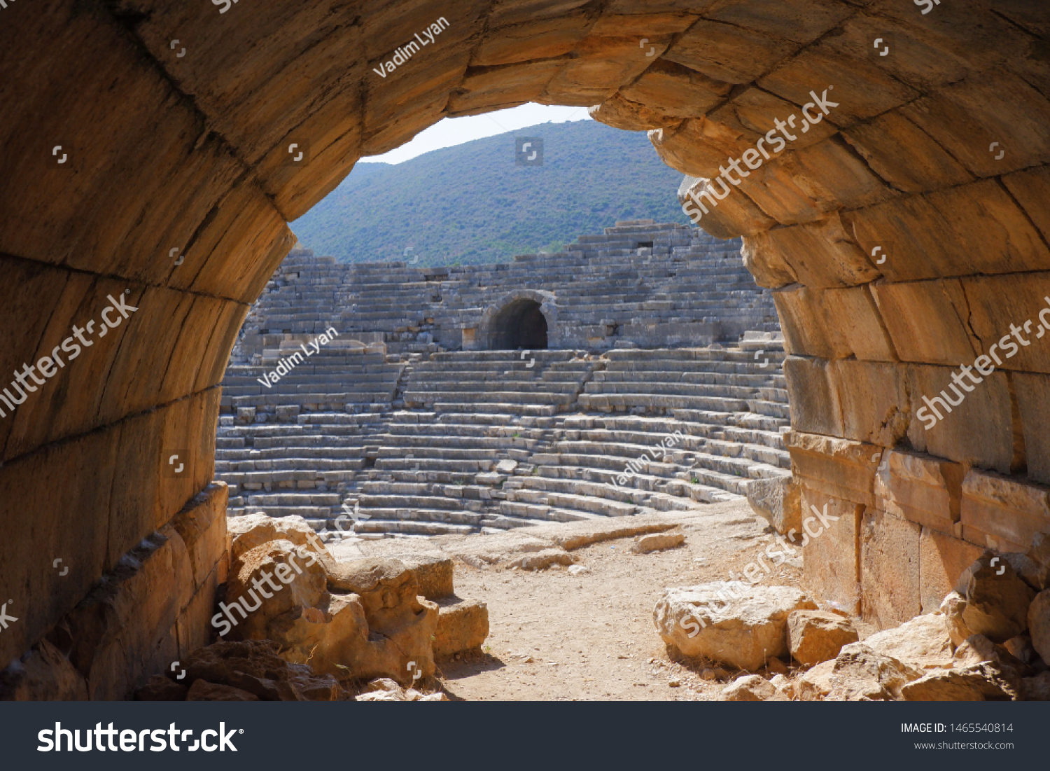 Steps Stones Ruins Ancient Greek Amphitheatre Stock Photo 1465540814