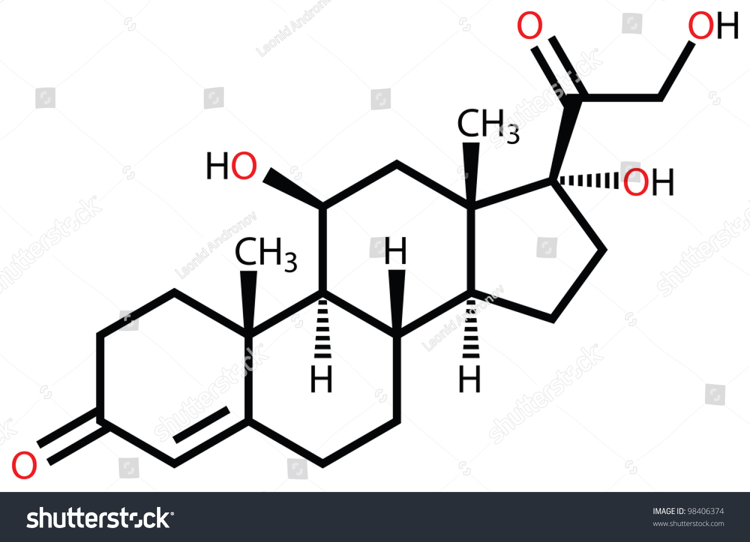 Steroid Hormone Cortisol Hydrocortisone Structural Formula Stock Illustration 98406374 8136