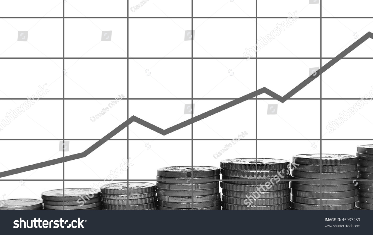 Stock Market Chart Showing A Growth Trend Black And White