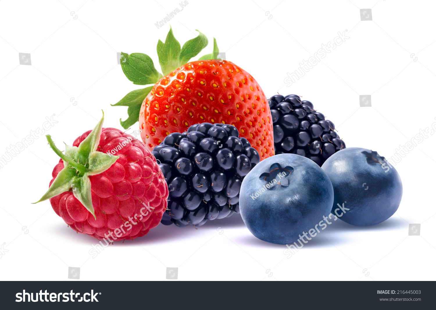 Strawberry Raspberry Blueberry Blackberry Isolated On Stock Photo ...