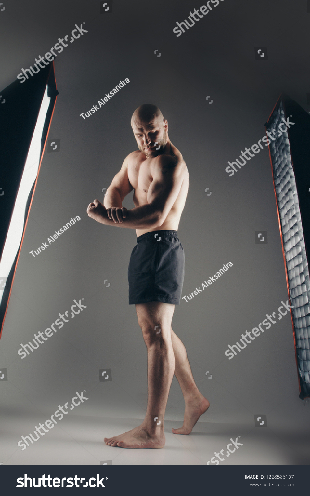 Strong Naked Muscular Man Shows Off Stock Photo Shutterstock