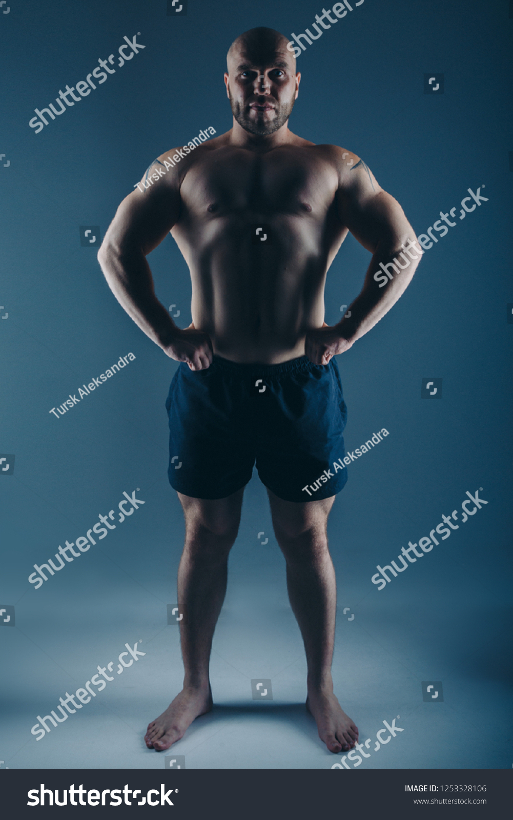 Strong Naked Muscular Man Shows Off Stock Photo Edit Now