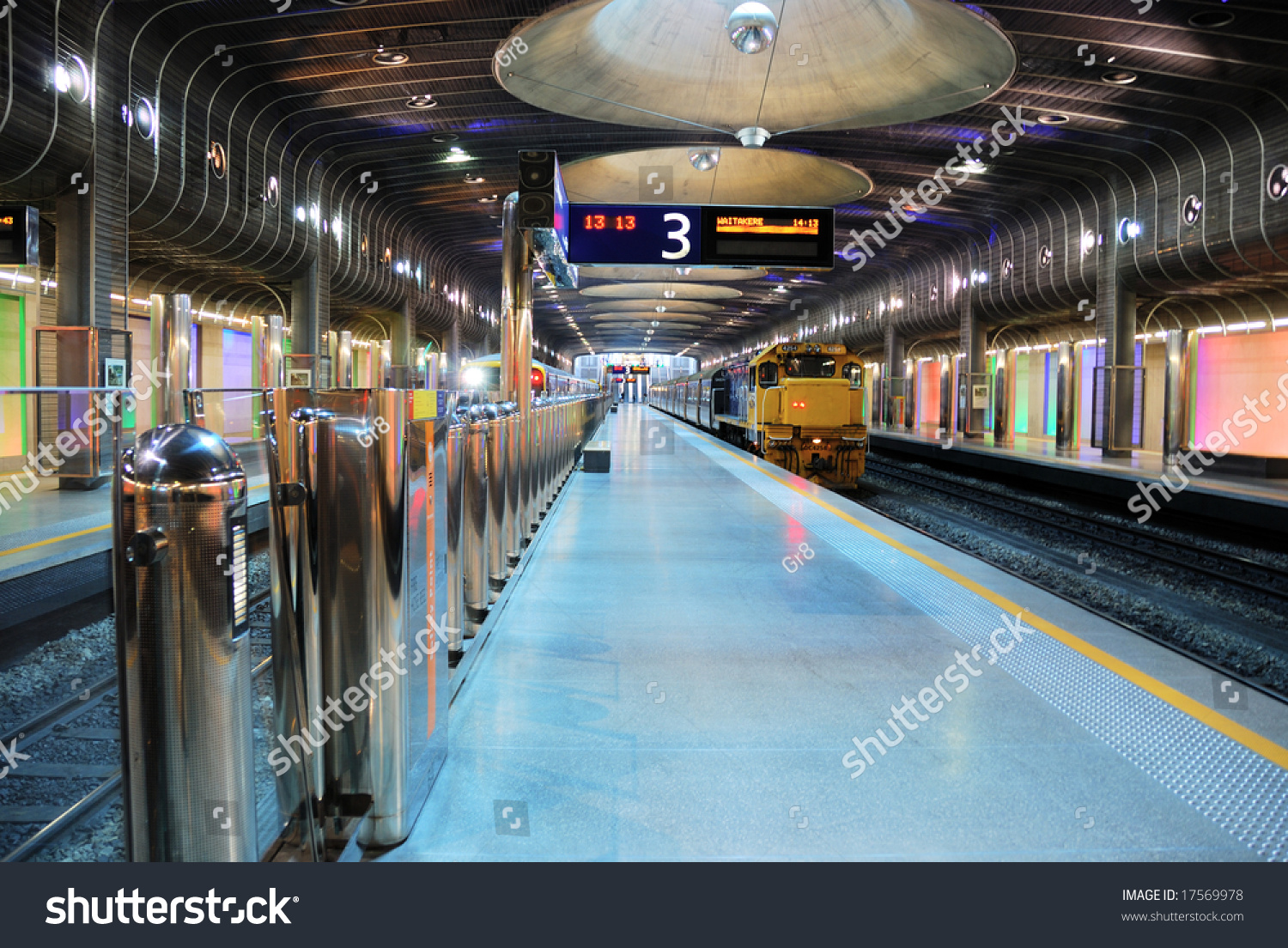 Subway Platform Of Auckland Transport Center, New Zealand Stock Photo