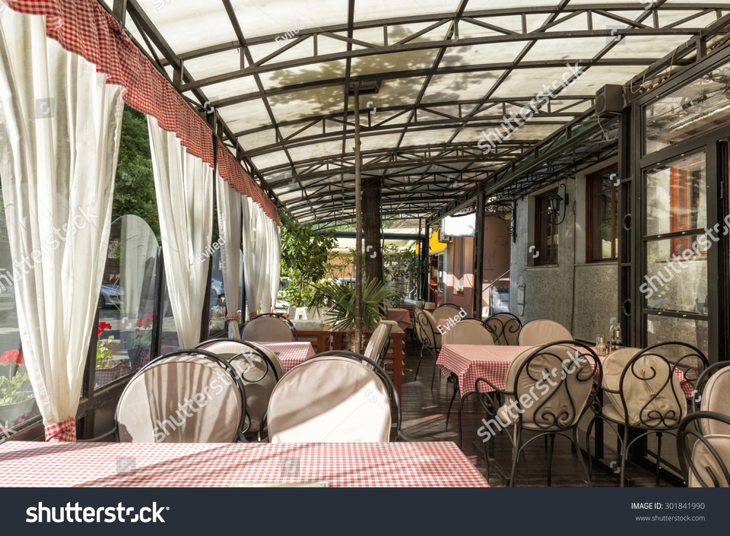 Summer terrace cafe interior Summer terrace cafe interior