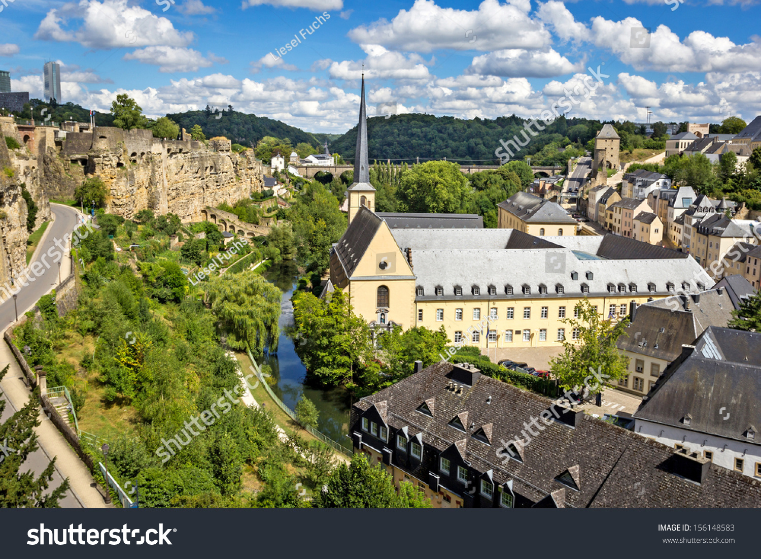 Sunny Summer Day In Beautiful Town Luxembourg The Capital City Of The