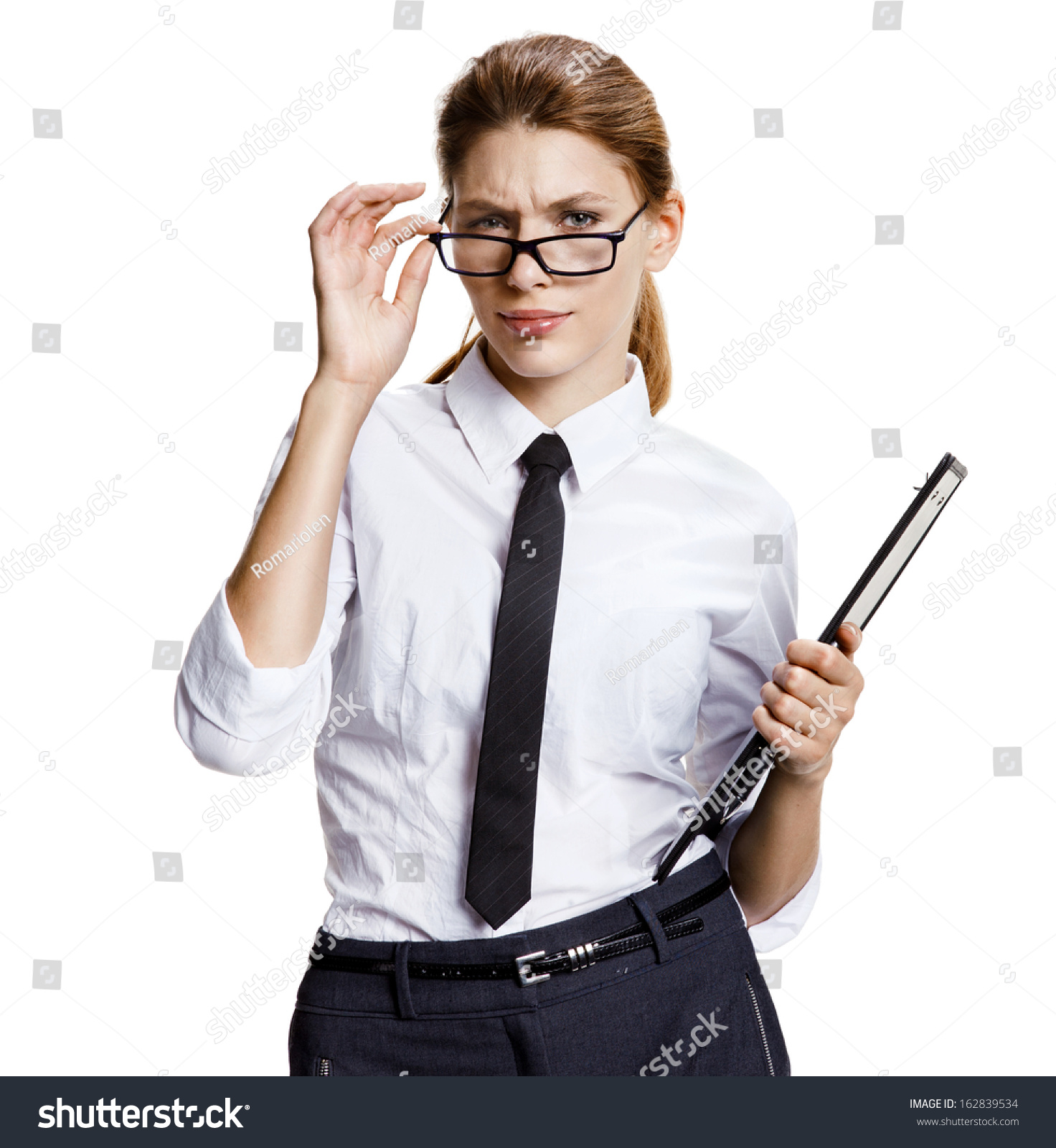 Surprised Woman Looking Over Glasses Portrait Of Young Attractive Brunette Woman Wearing 8931