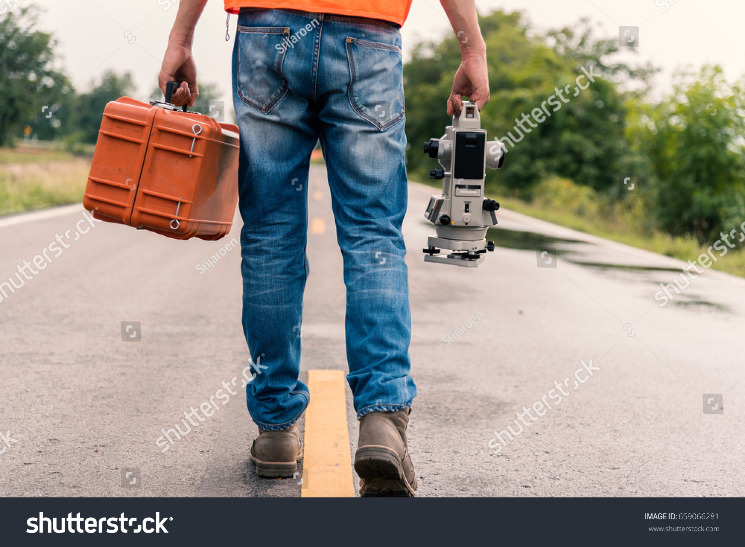 Survey By Theodolite Concept Civil Engineer Stock Photo 659066281