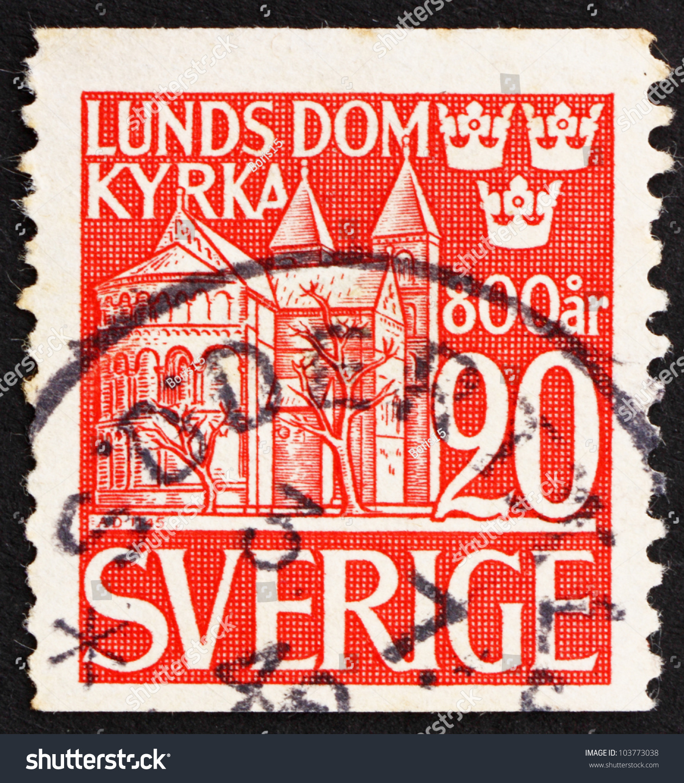 SWEDEN CIRCA 1946 a stamp printed in the Sweden shows View of Lund Cathedral 800th Anniversary circa 1946 SWEDEN CIRCA 1946 a stamp printed in the Sweden shows View of Lund Cathedral 800th Anniversary circa 1946