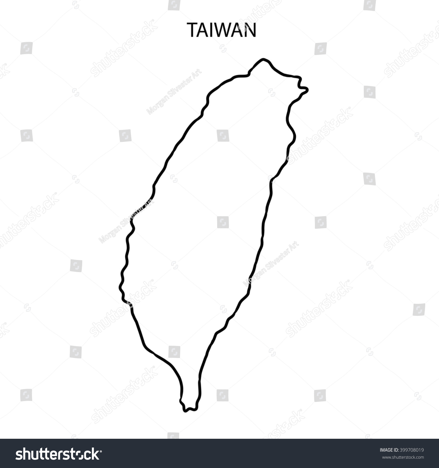 Taiwan Map Outline ภาพประกอบสตอก 399708019 Shutterstock