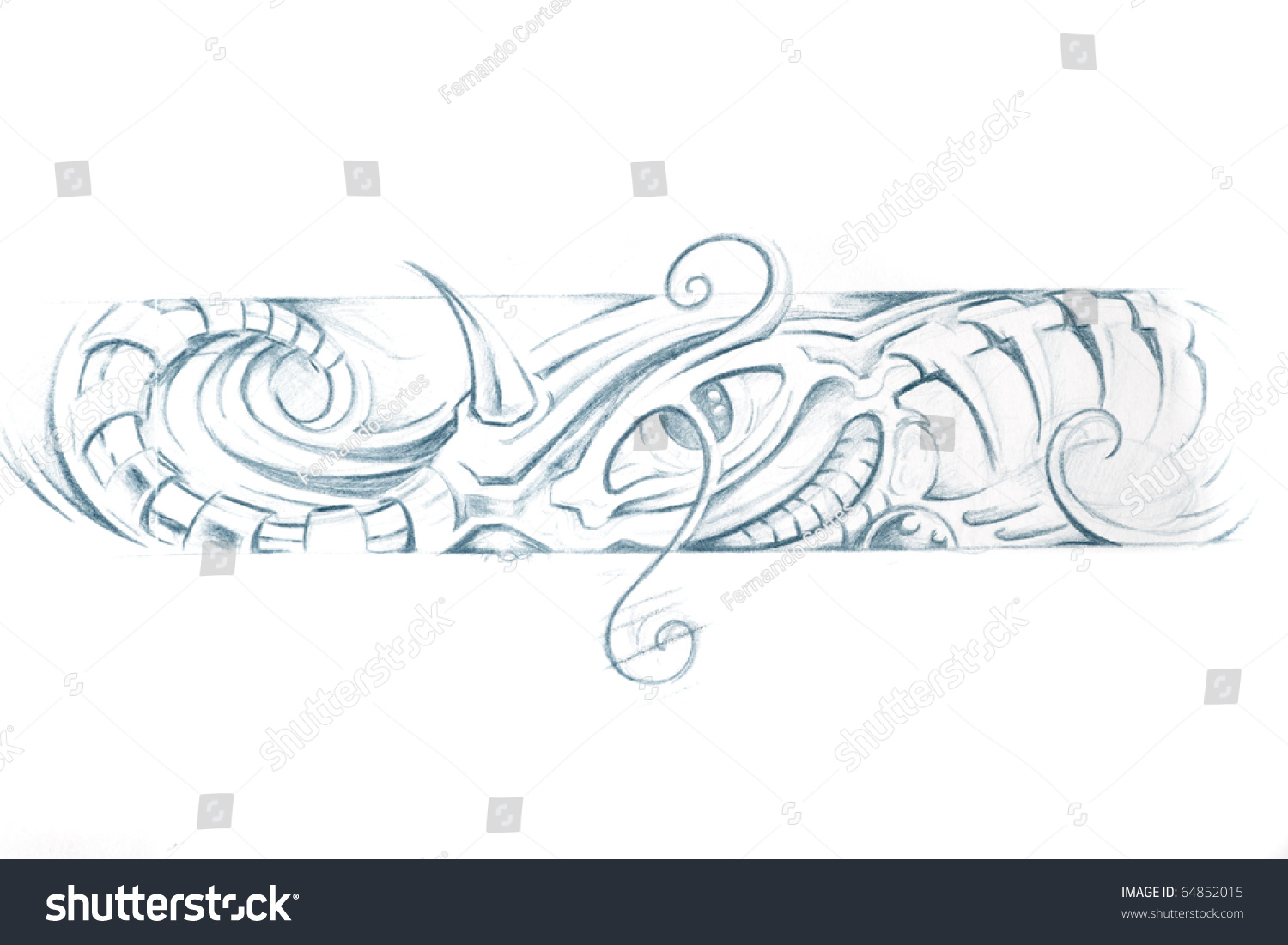 Tattoo Art Sketch Machine Bracelet Stock Illustration 64852015